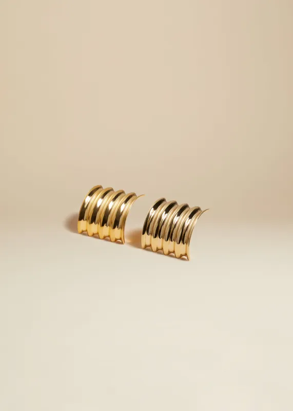 Small Julius Panel Earrings in Gold sold by KHAITE