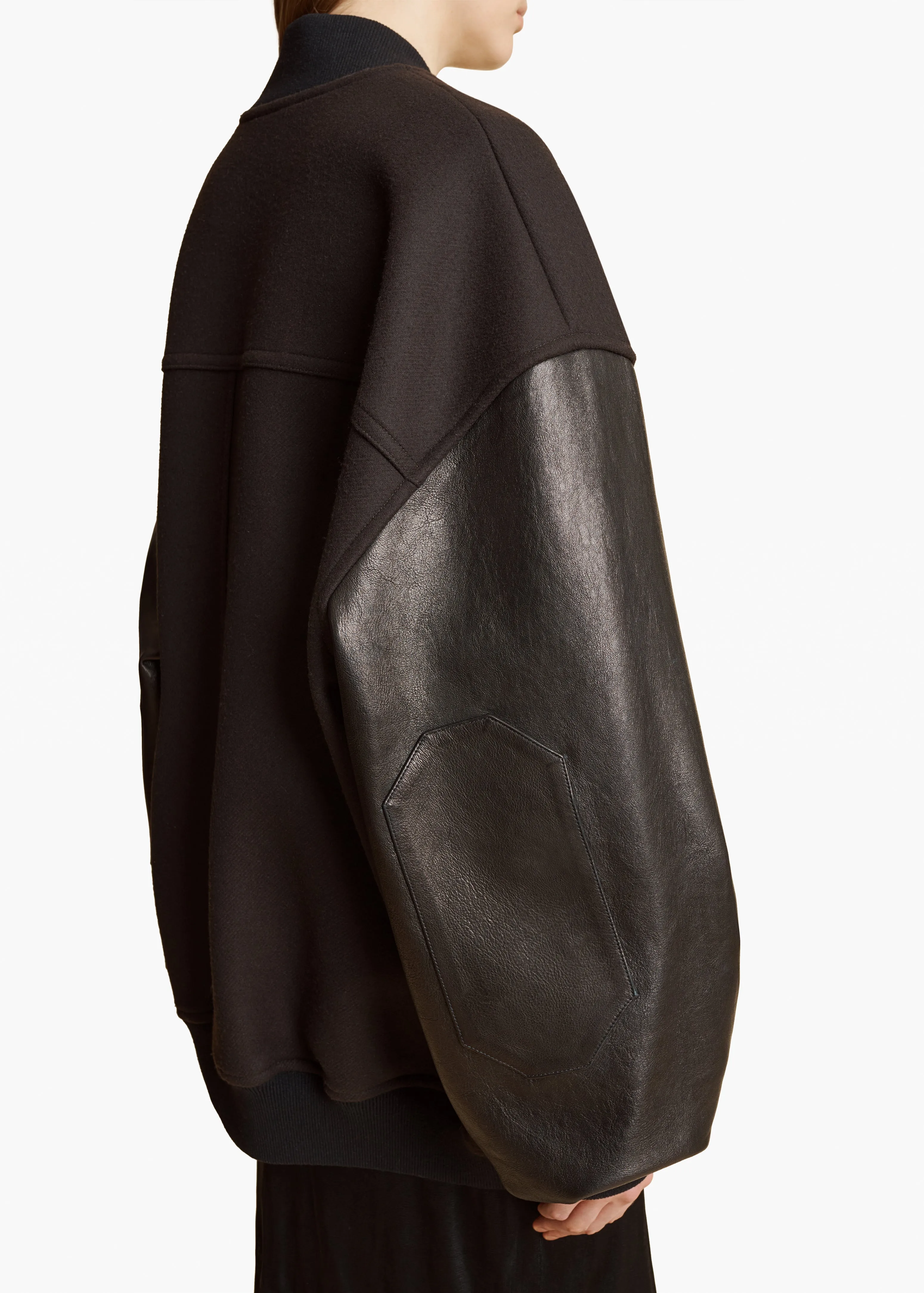 Spencer Jacket in Dark Brown with Black Leather sold by KHAITE product image thumbnail 5