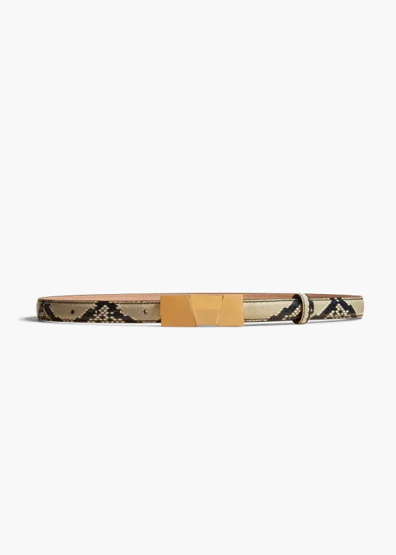 Small Axel Belt in Natural Python-Embossed Leather with Antique Gold sold by KHAITE