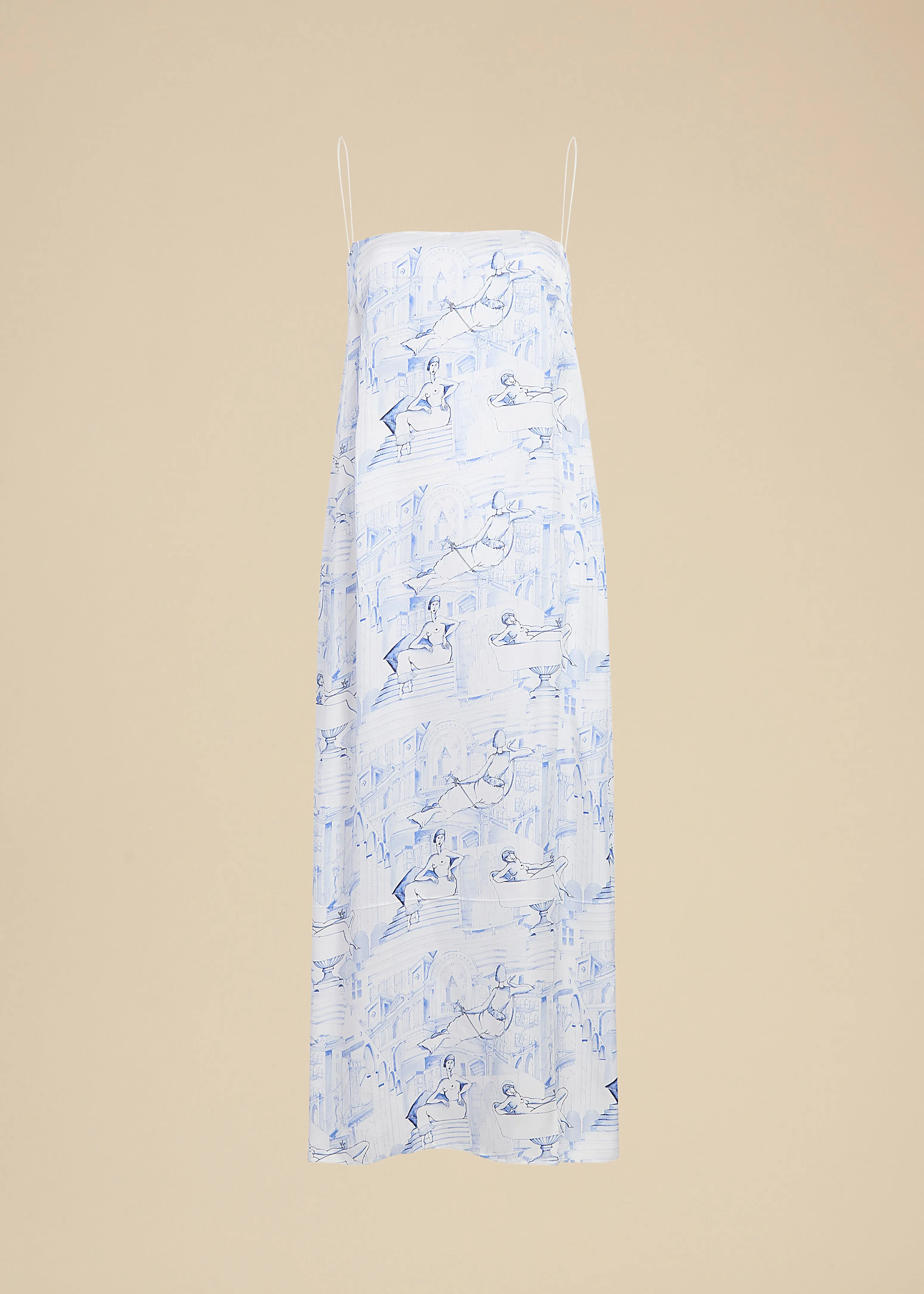 Sicily Dress in Cream and Blue sold by KHAITE