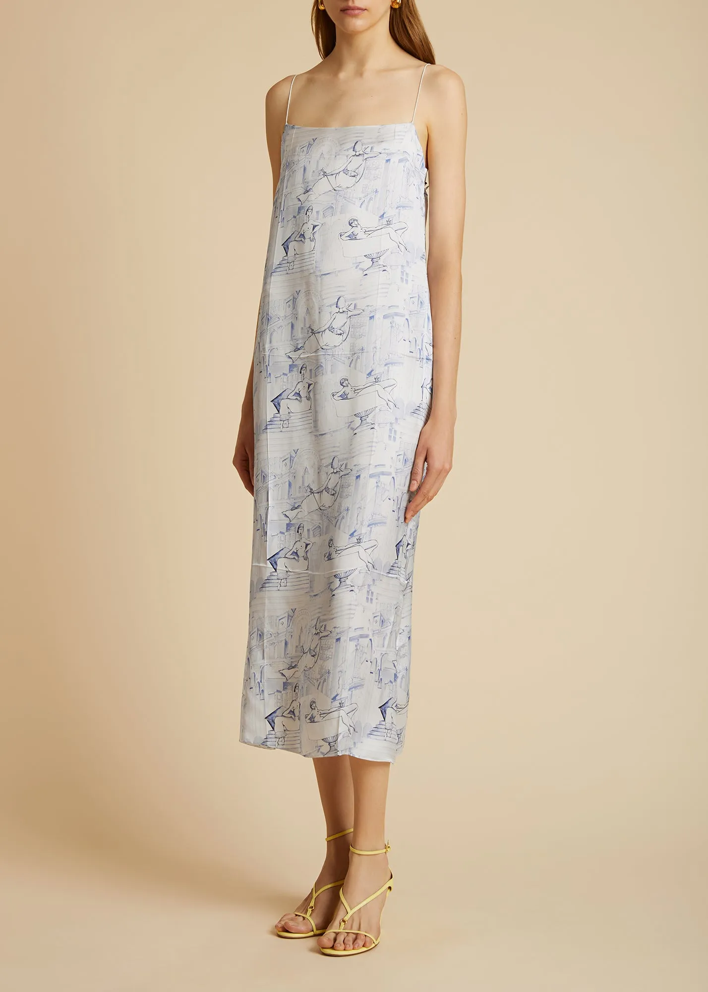 Sicily Dress in Cream and Blue sold by KHAITE product image thumbnail 2