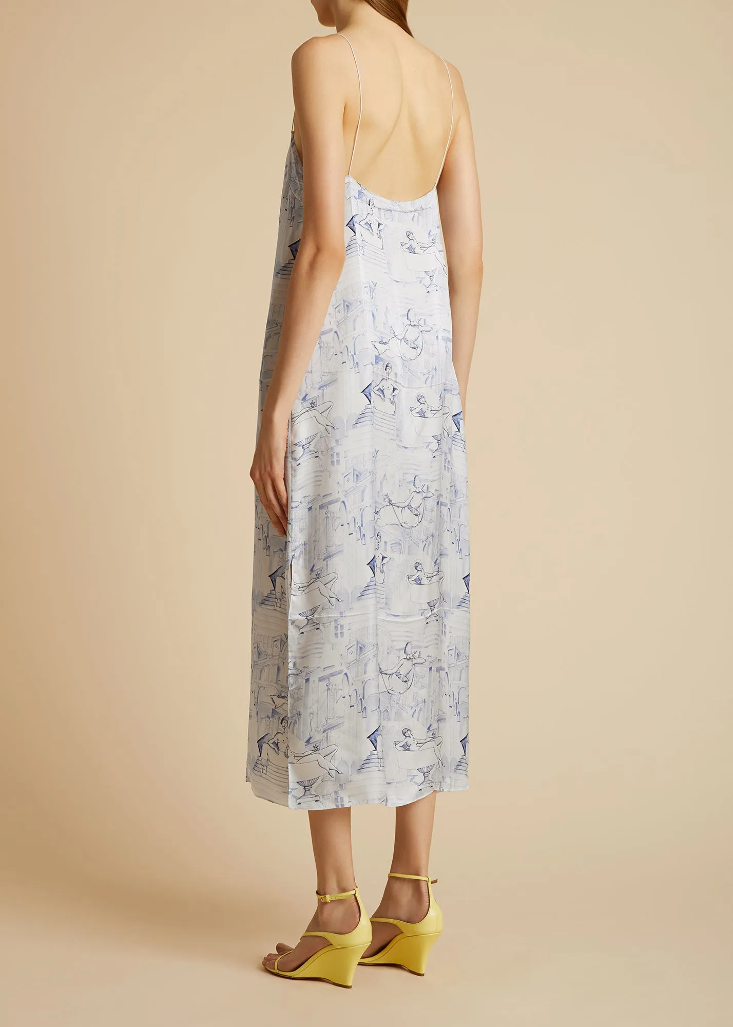 Sicily Dress in Cream and Blue sold by KHAITE product image thumbnail 4