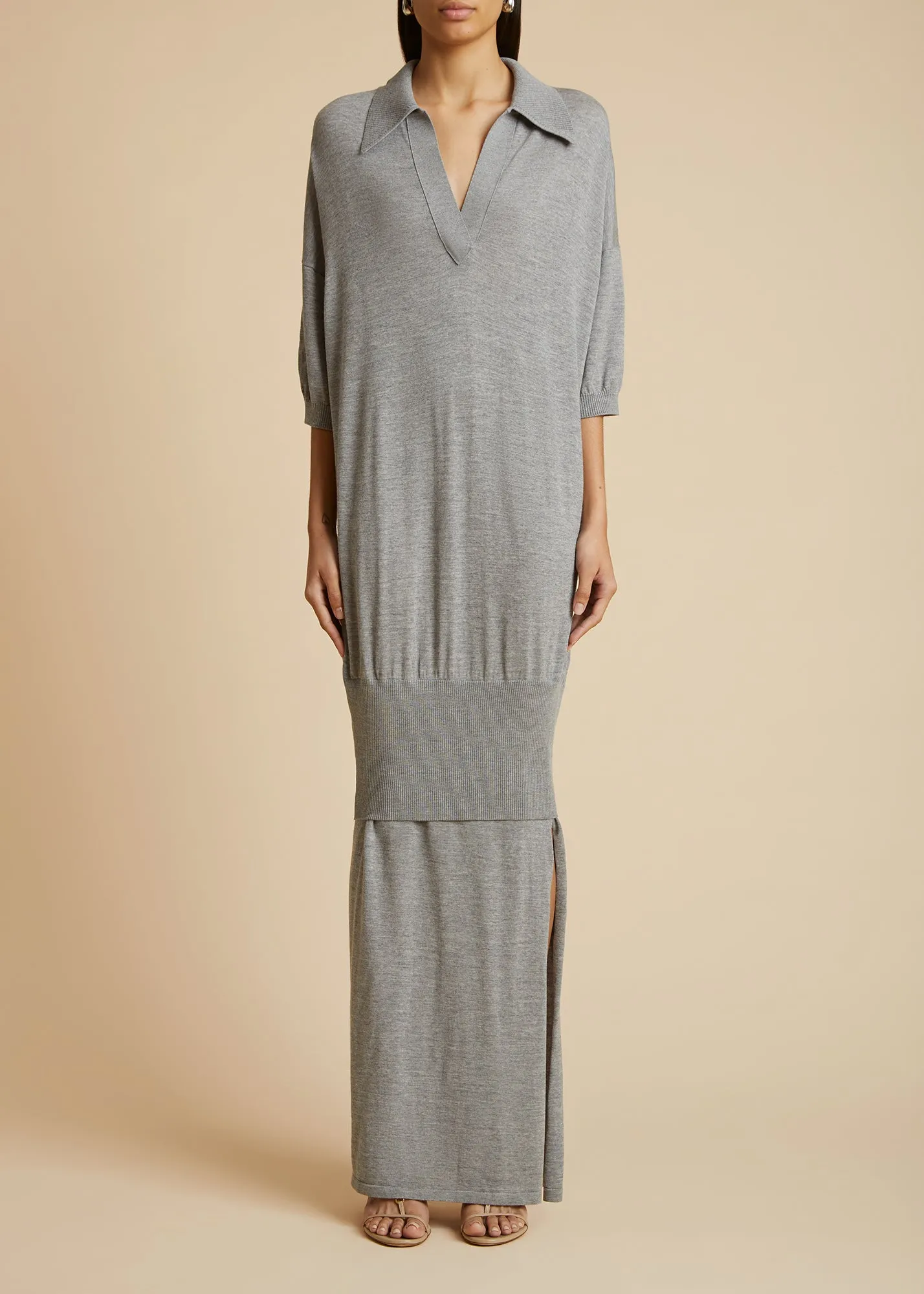 The Rue Dress in Heather Grey sold by KHAITE product image thumbnail 2