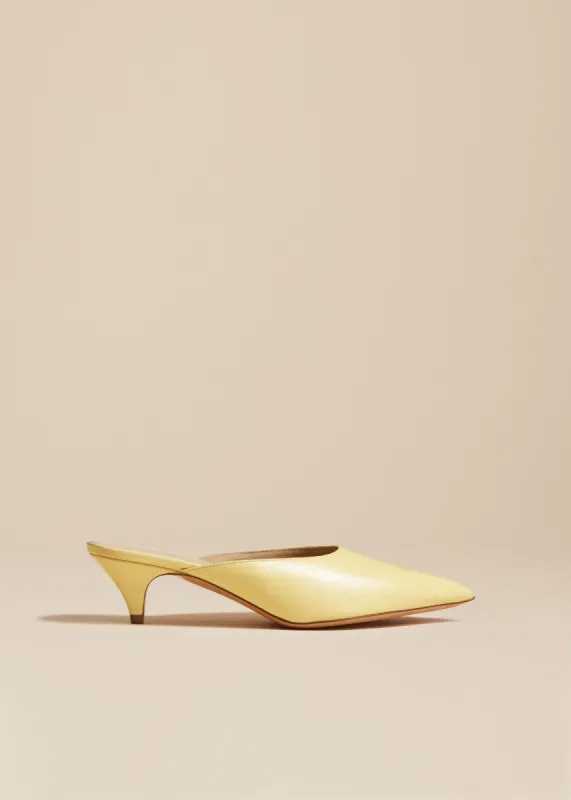The River Mule in Pale Yellow Leather sold by KHAITE