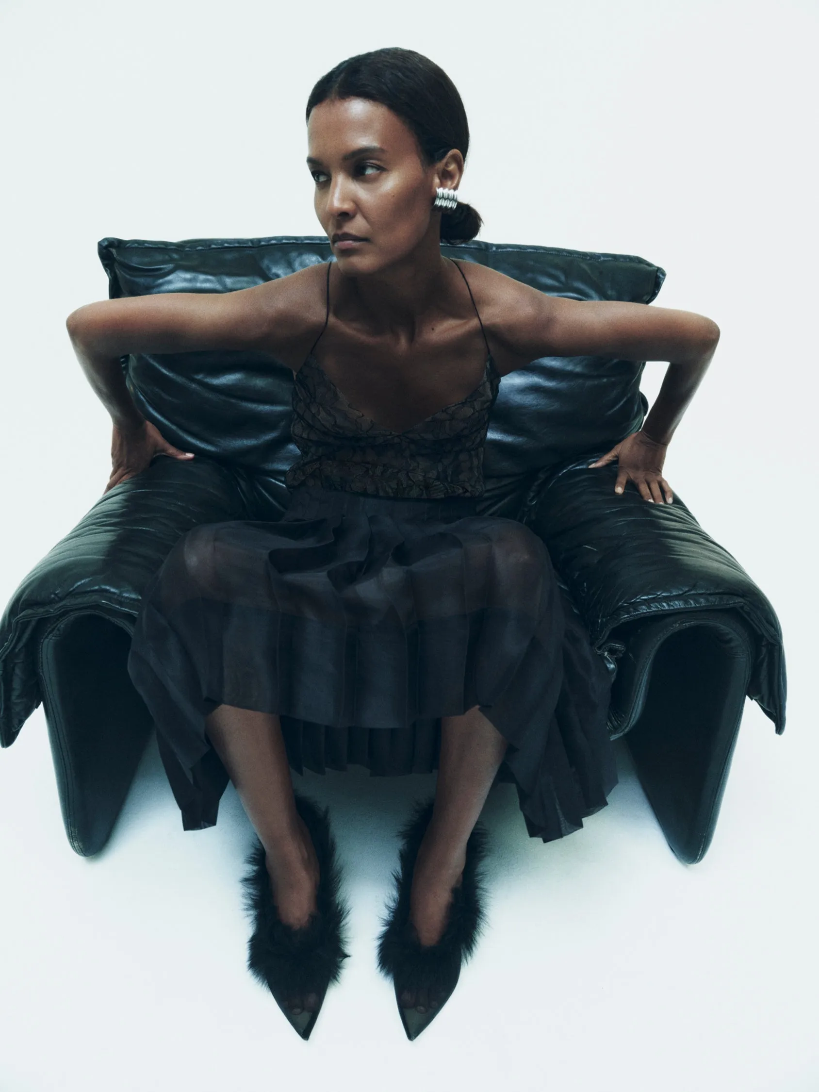 The River Pump in Black Mesh with Shearling sold by KHAITE product image thumbnail 5