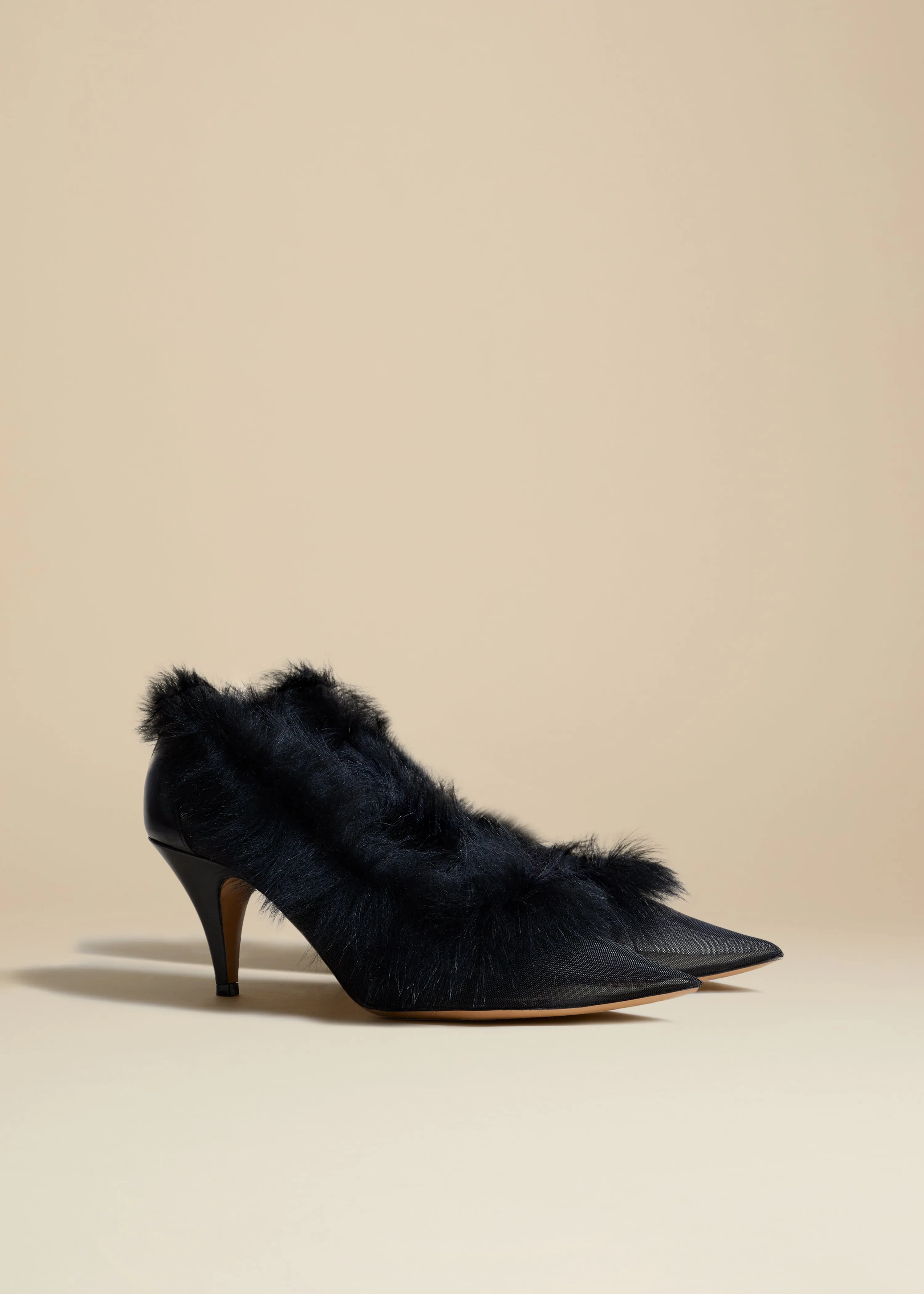 The River Pump in Black Mesh with Shearling sold by KHAITE product image thumbnail 2