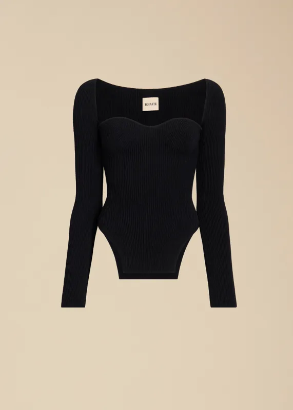 Maddy Top in Black sold by KHAITE