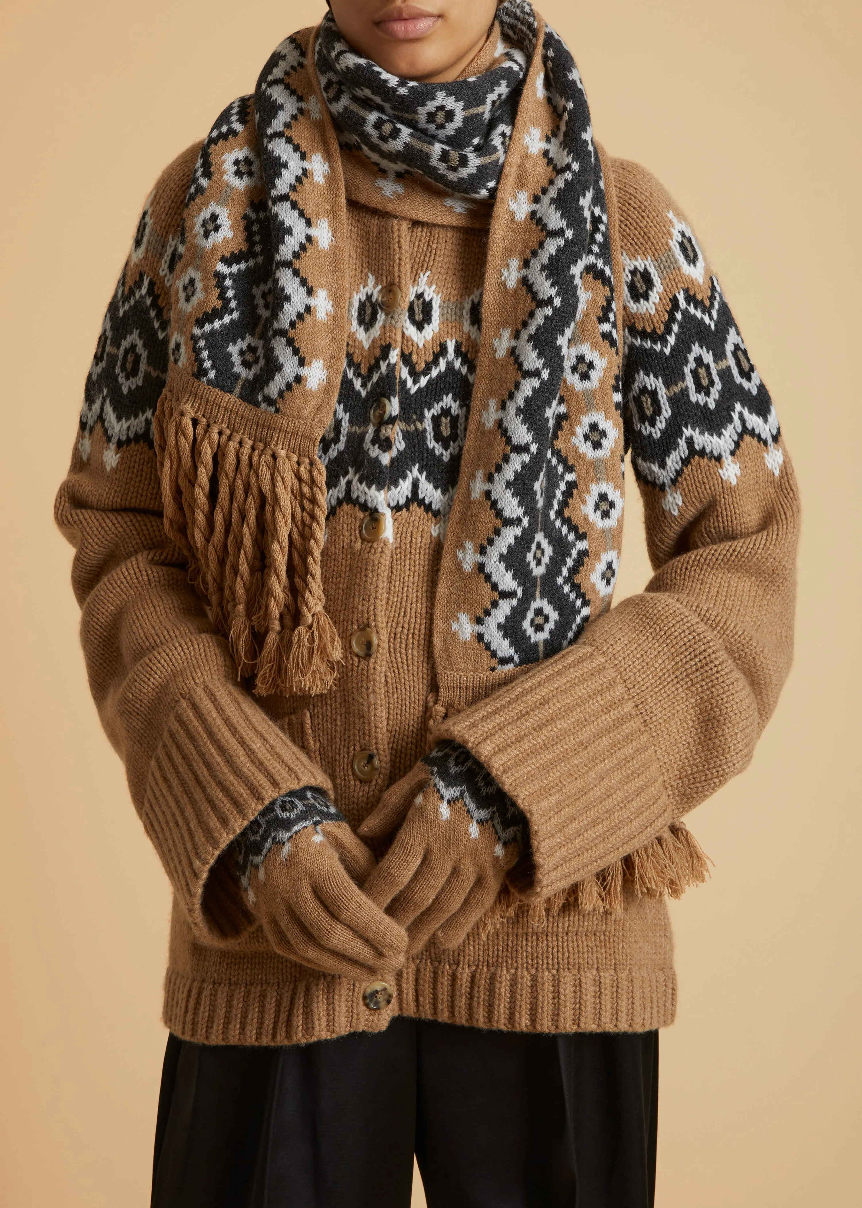 The Lance Scarf in Camel Multi sold by KHAITE product image thumbnail 3