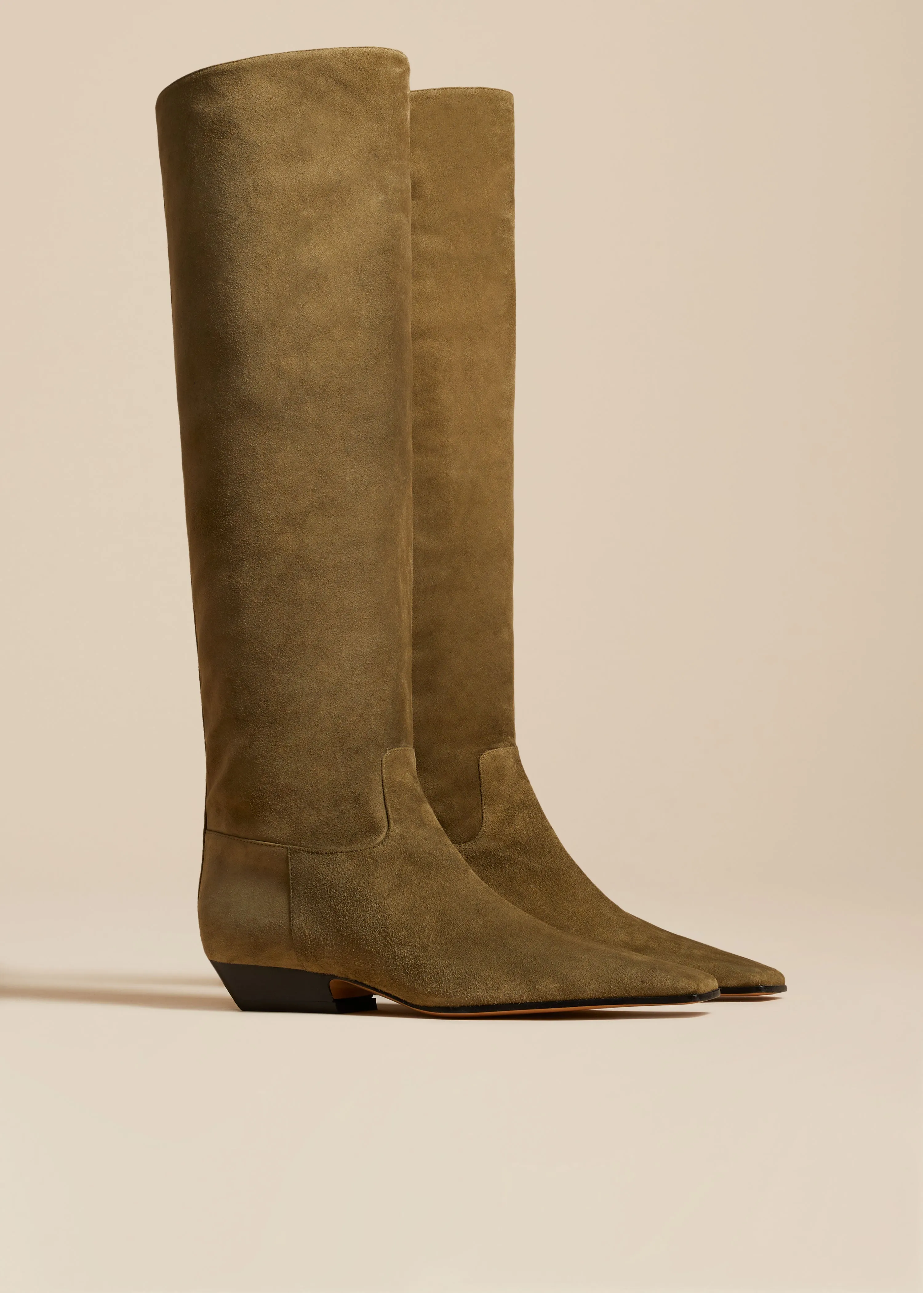 The Marfa Knee-High Boot in Khaki Suede sold by KHAITE product image thumbnail 2