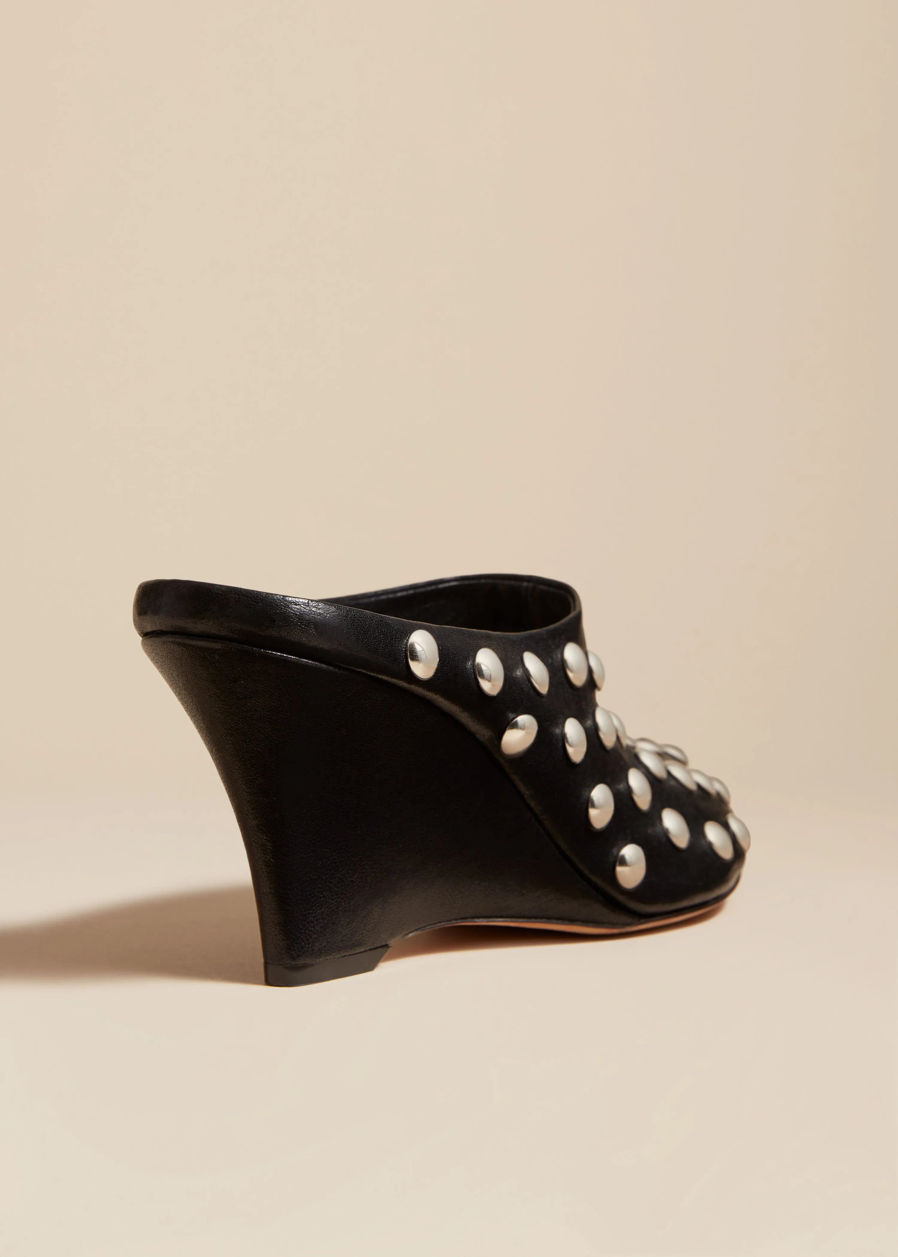 The Apollo Wedge Mule in Black Leather with Studs sold by KHAITE product image thumbnail 3