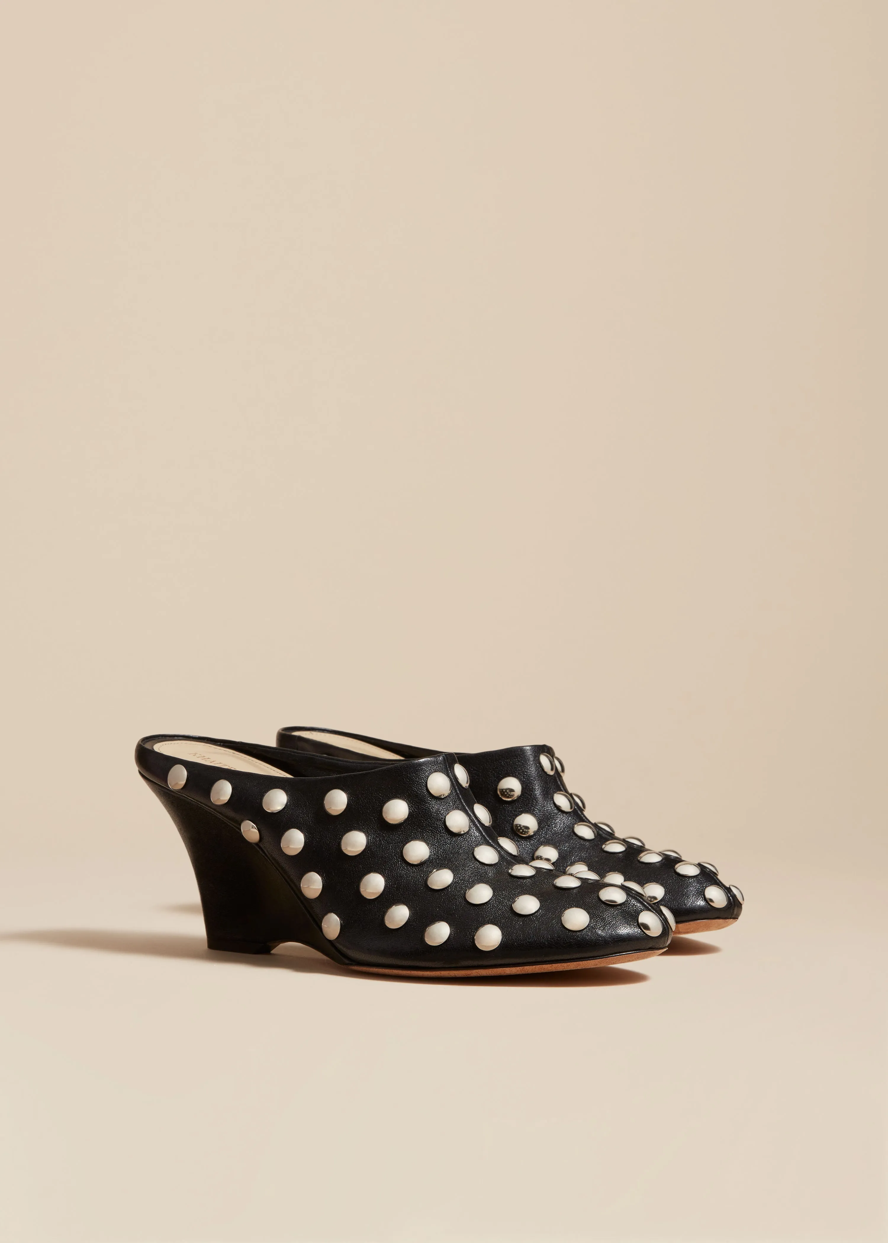 The Apollo Wedge Mule in Black Leather with Studs sold by KHAITE product image thumbnail 2