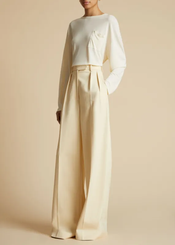 The Imogen Long Sleeve T-Shirt in Cream Jersey sold by KHAITE