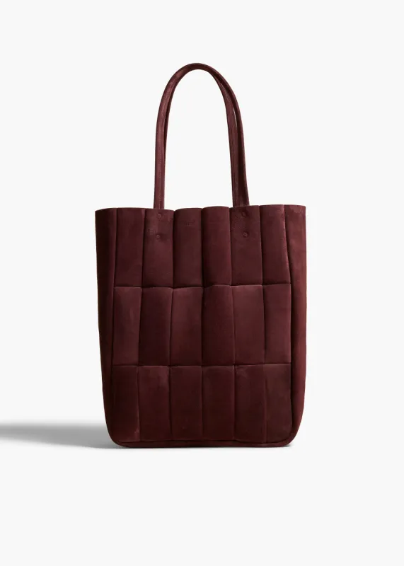 Zoe Tote in Rouge Noir Suede sold by KHAITE
