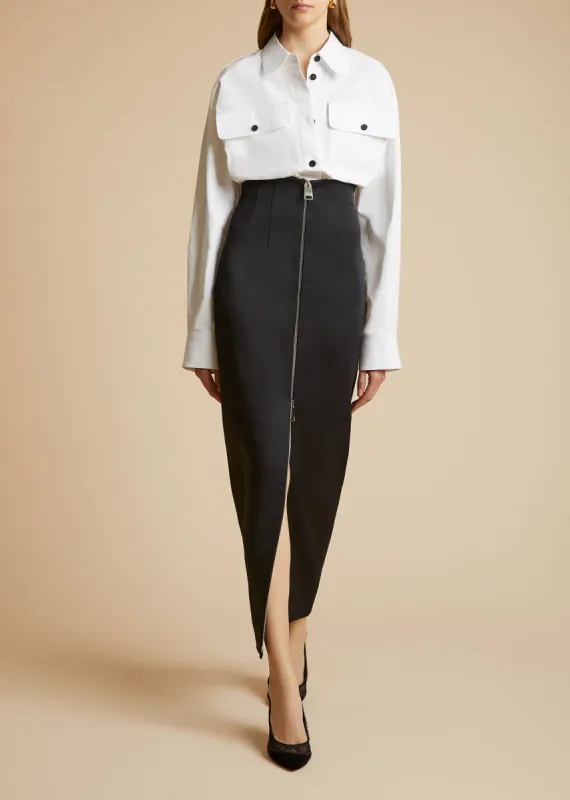 The Ruddy Skirt in Black sold by KHAITE