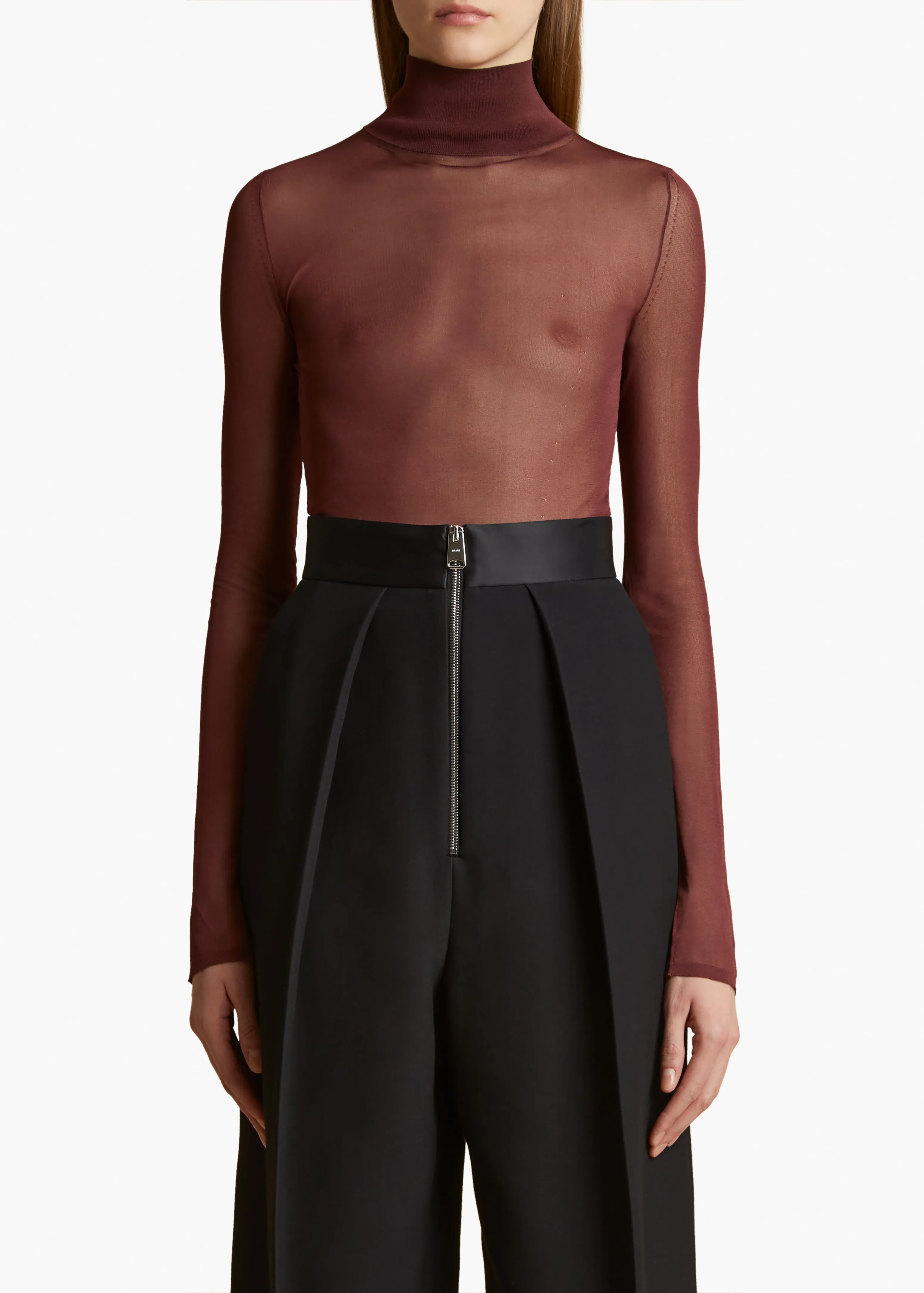 Tallin Bodysuit in Oxblood sold by KHAITE product image thumbnail 2