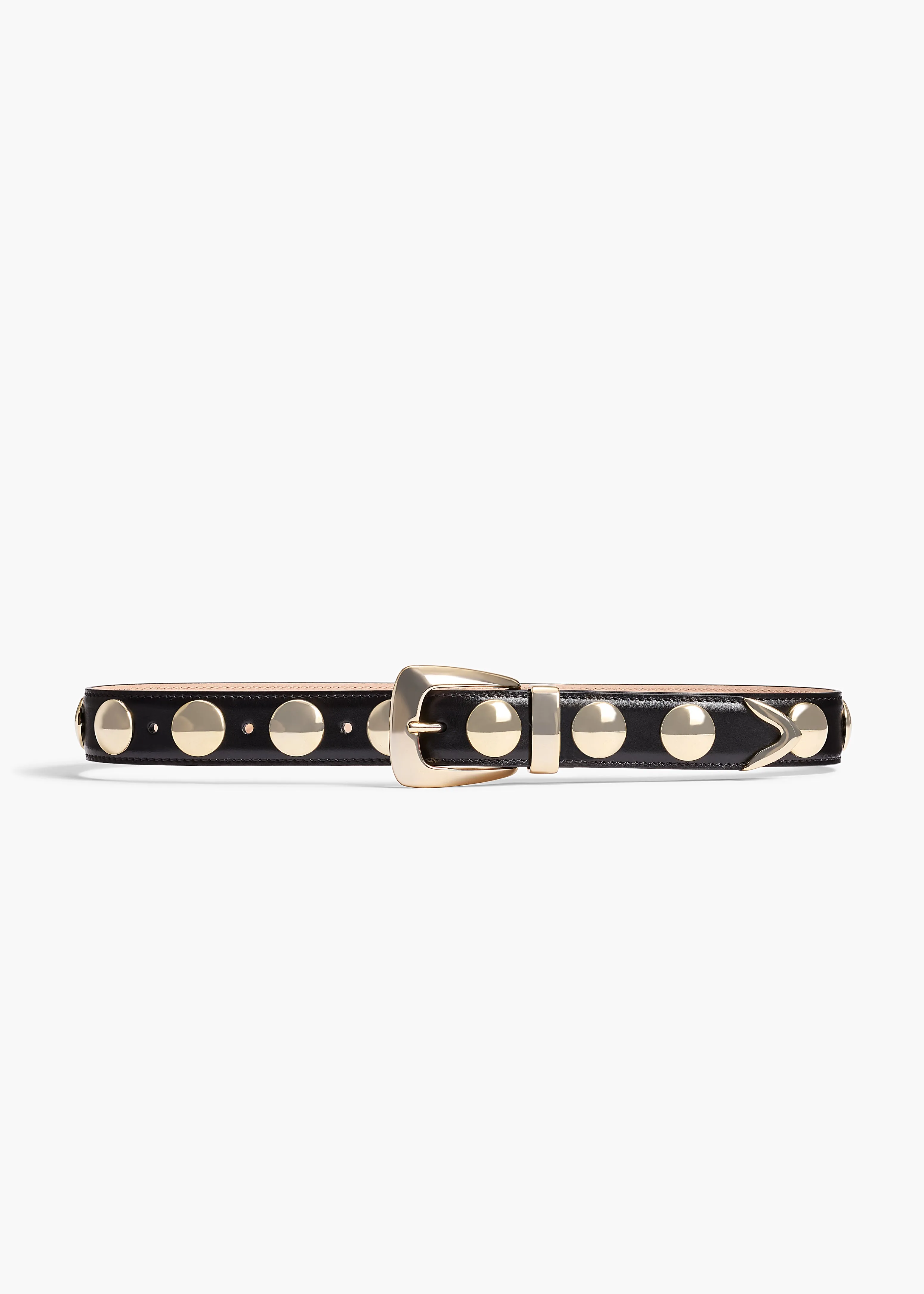 Benny Belt with Studs in Black Leather and Gold sold by KHAITE
