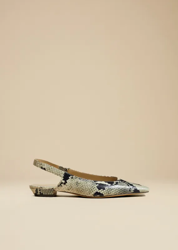 Colin Slingback Flat in Natural Python-Embossed Leather sold by KHAITE