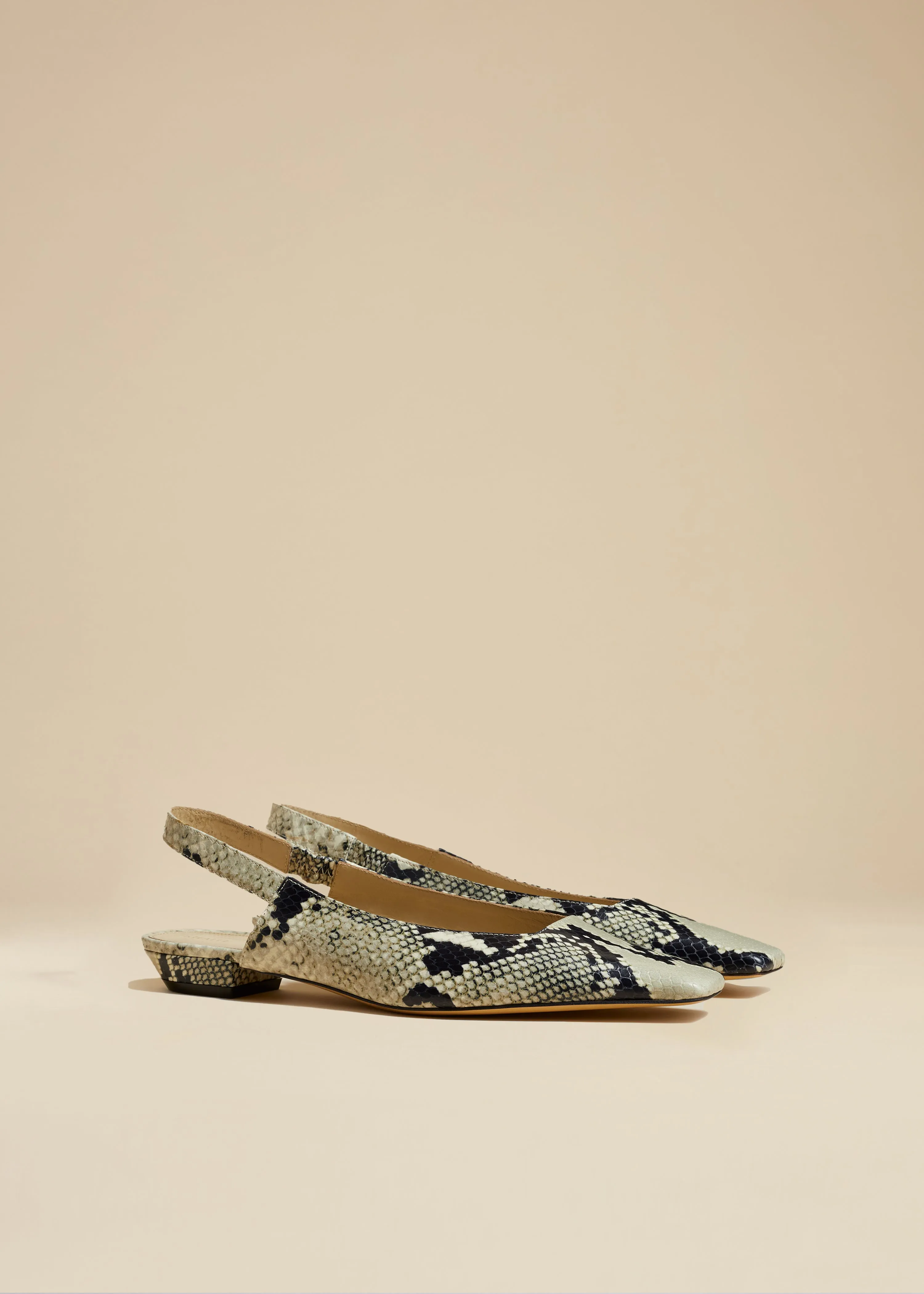 Colin Slingback Flat in Natural Python-Embossed Leather sold by KHAITE product image thumbnail 2