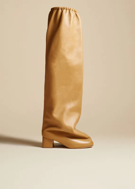 The Bowe Over-the-Knee Boot in Nougat Leather sold by KHAITE