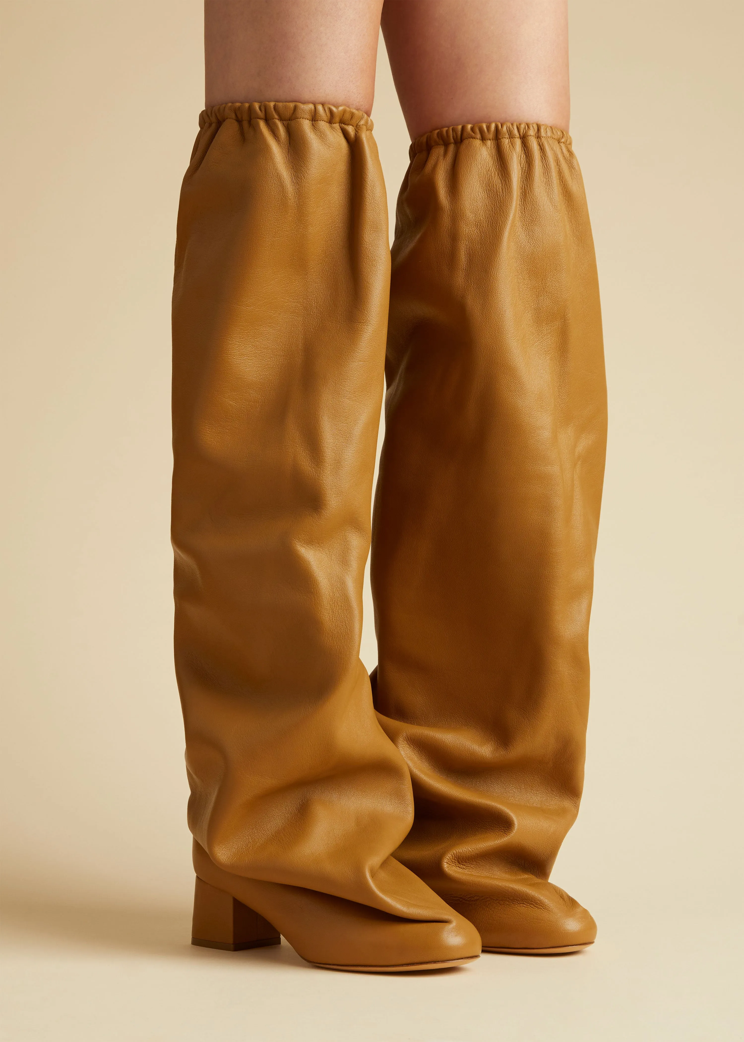 The Bowe Over-the-Knee Boot in Nougat Leather sold by KHAITE product image thumbnail 5