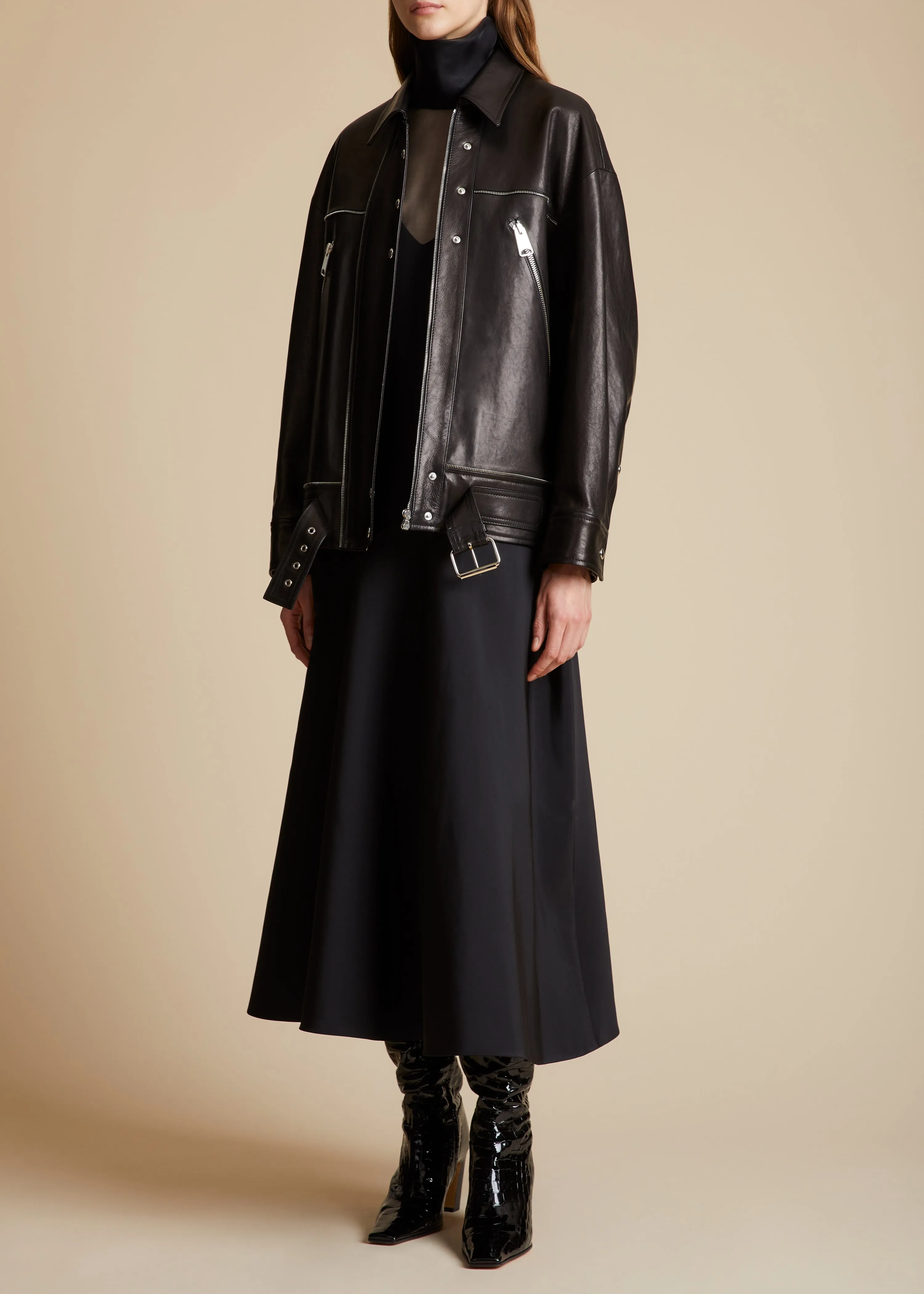 The Herman Jacket in Black Leather sold by KHAITE