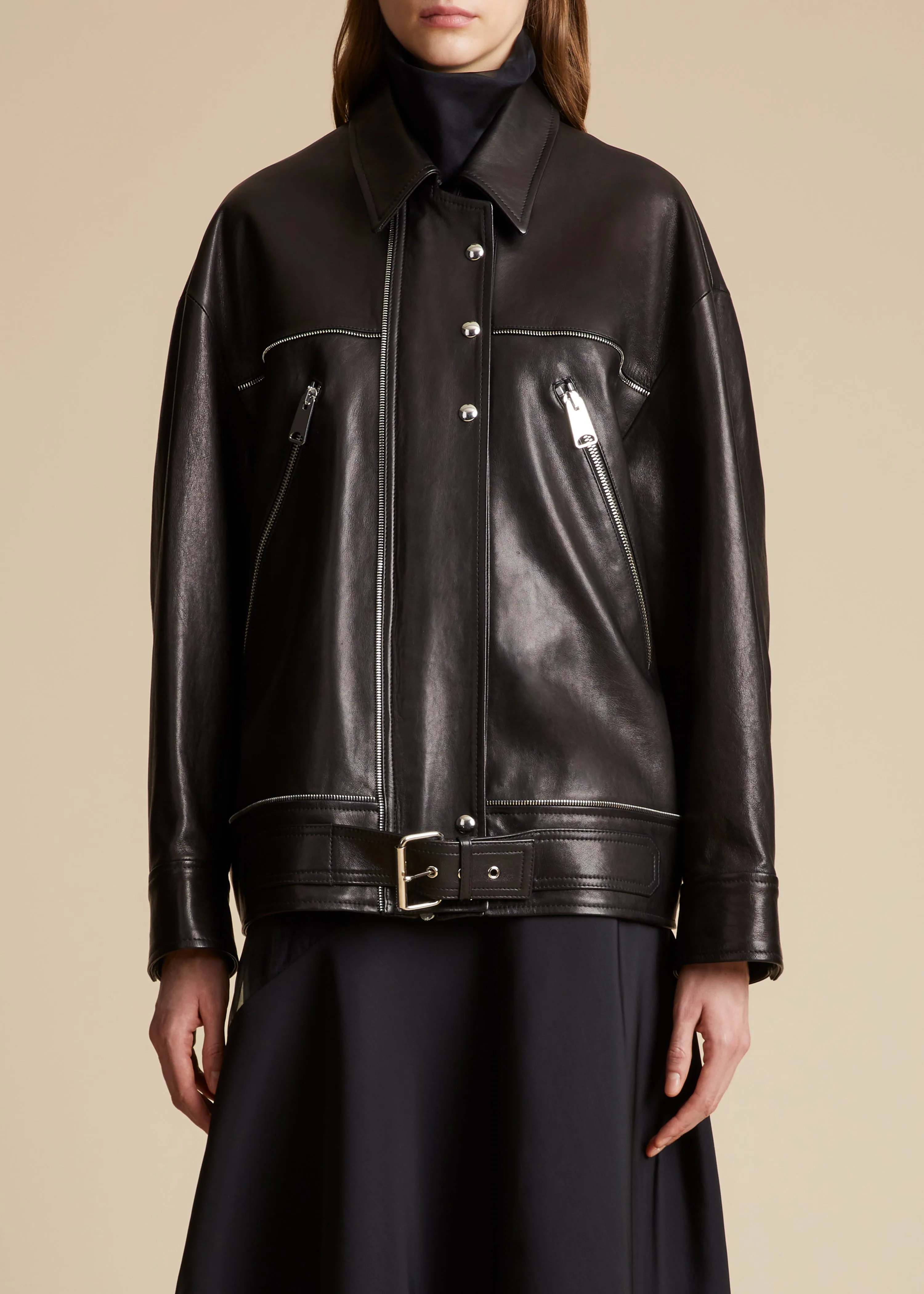 The Herman Jacket in Black Leather sold by KHAITE product image thumbnail 2