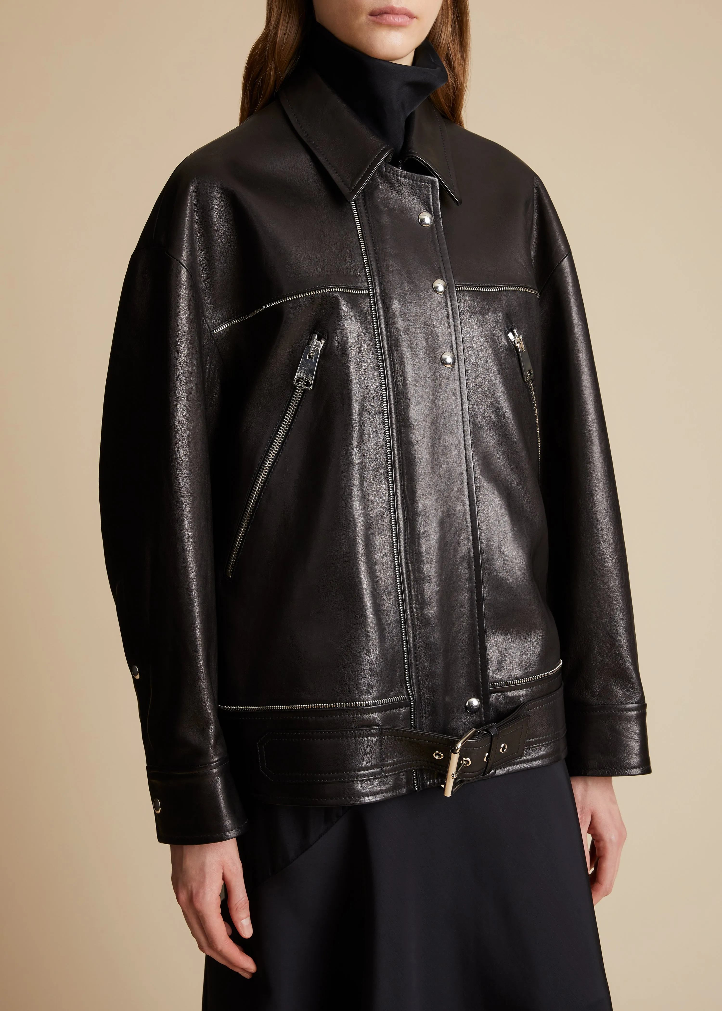 The Herman Jacket in Black Leather sold by KHAITE product image thumbnail 4