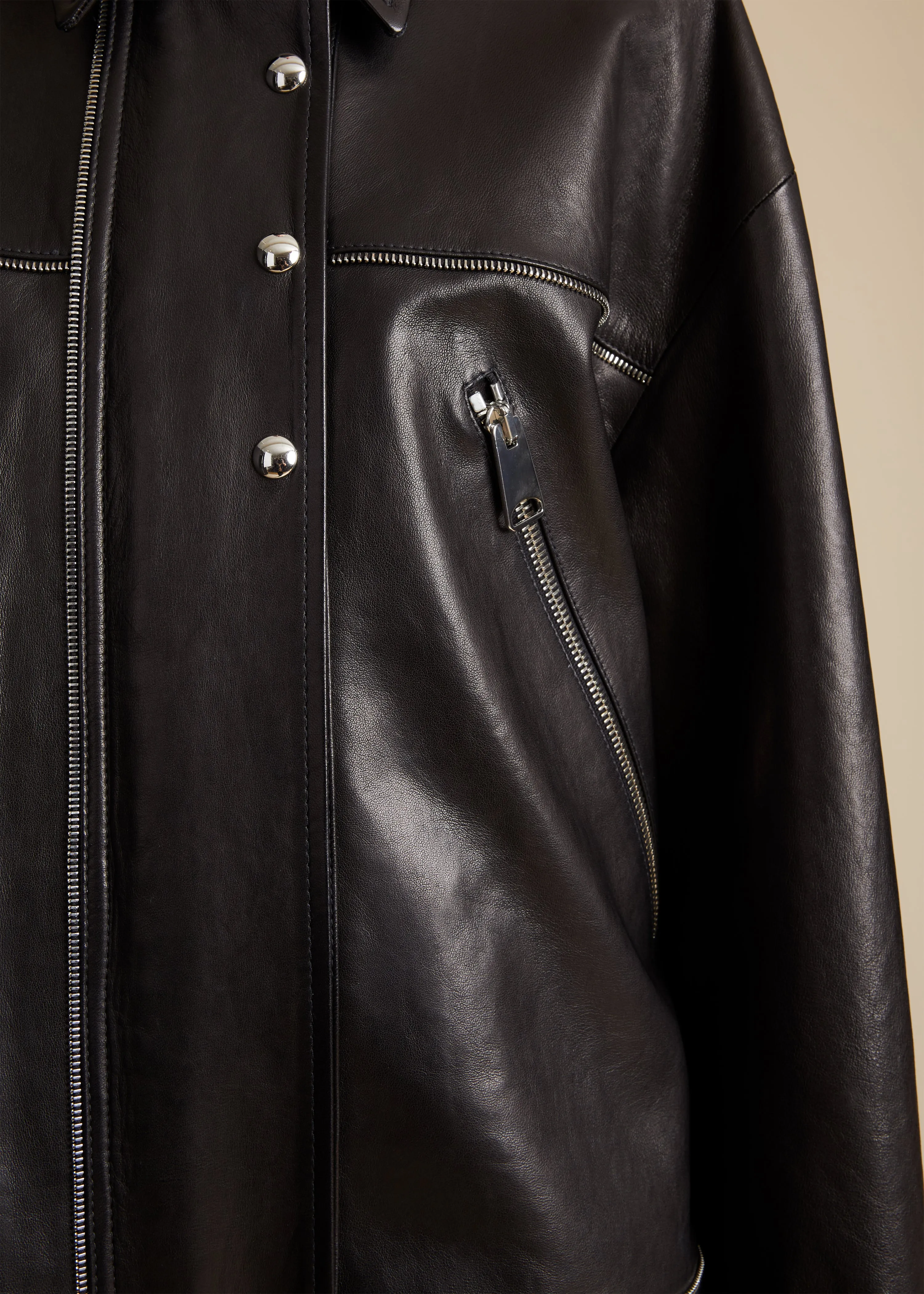 The Herman Jacket in Black Leather sold by KHAITE product image thumbnail 5