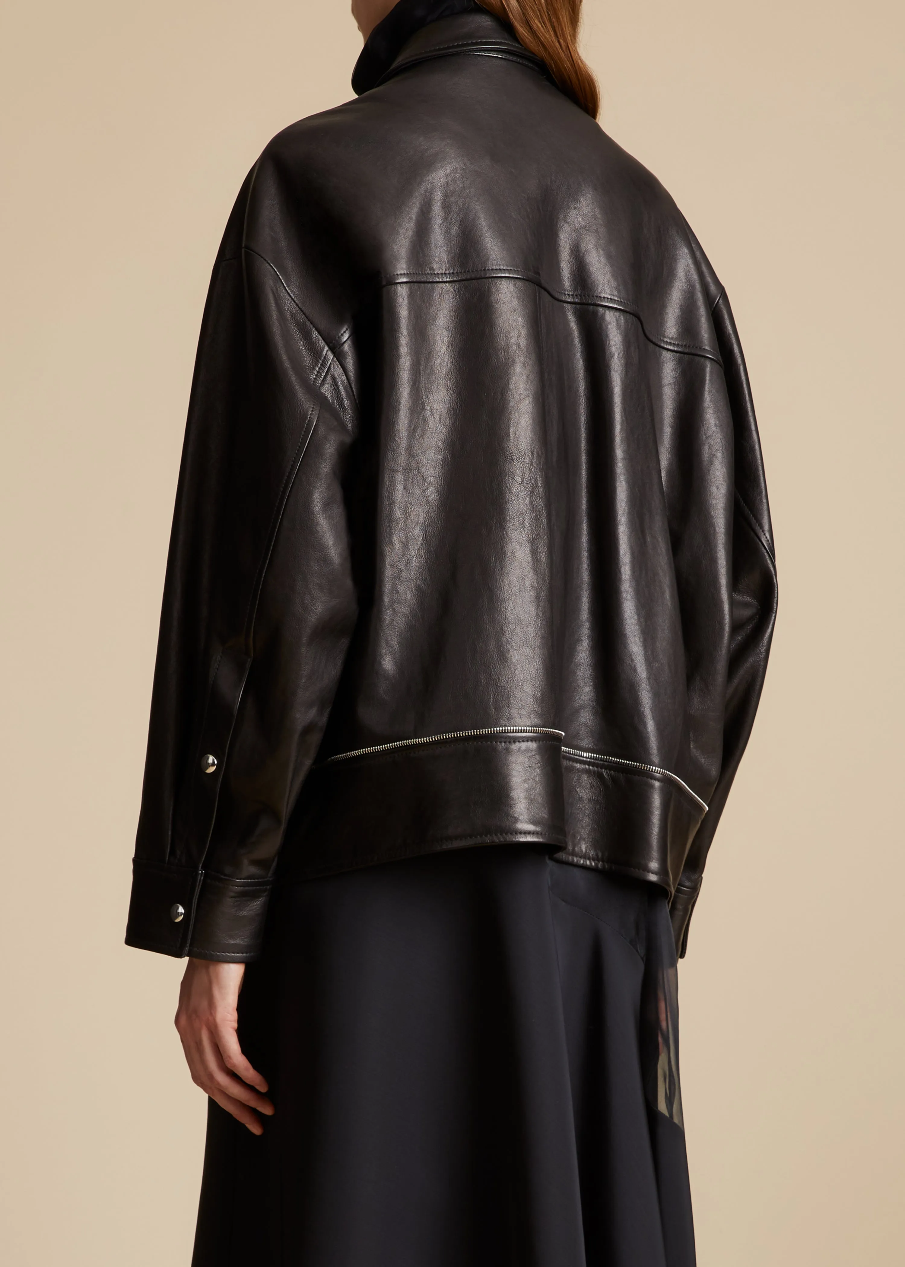 The Herman Jacket in Black Leather sold by KHAITE product image thumbnail 3
