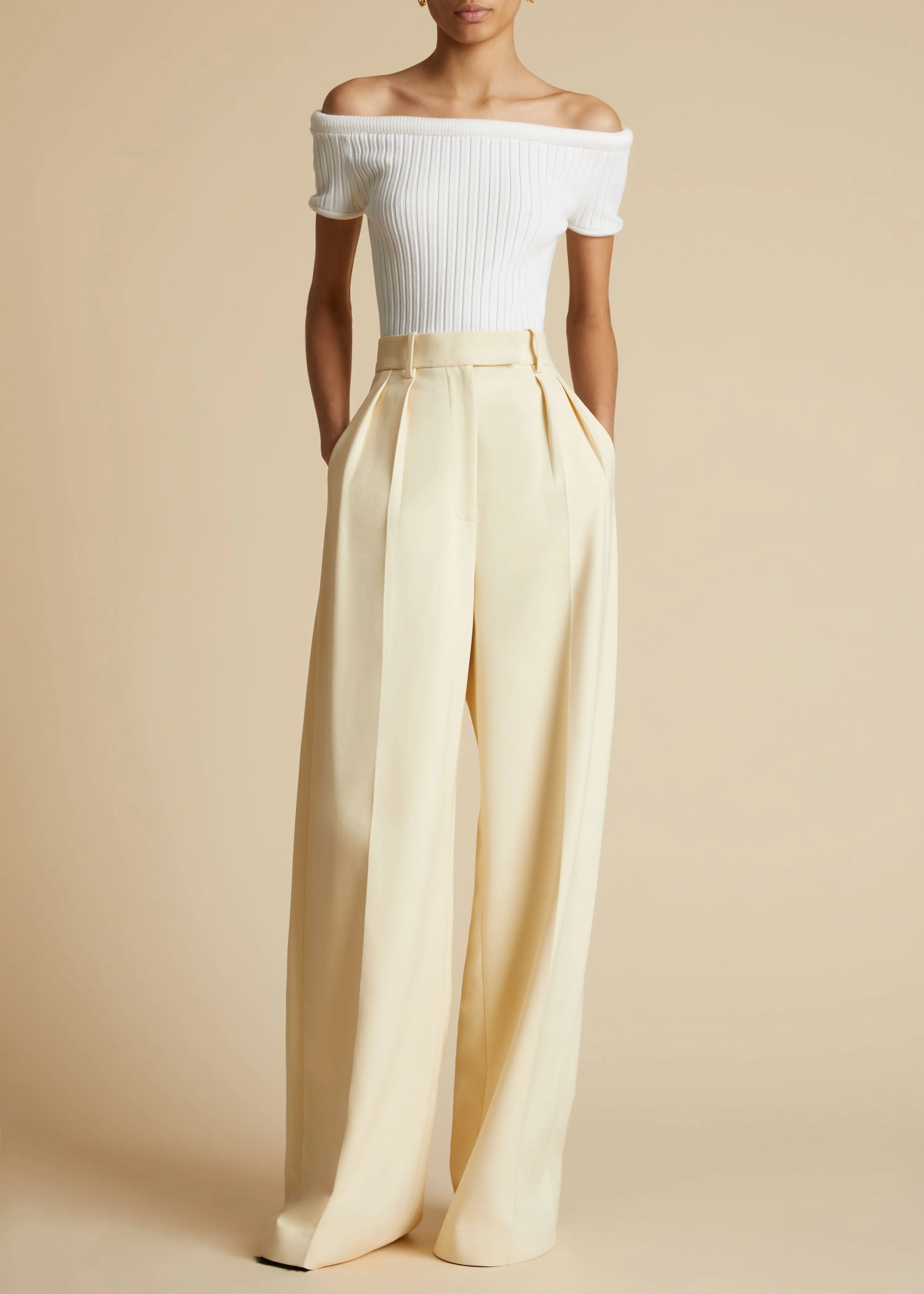 The Teyana Pant in Bone sold by KHAITE