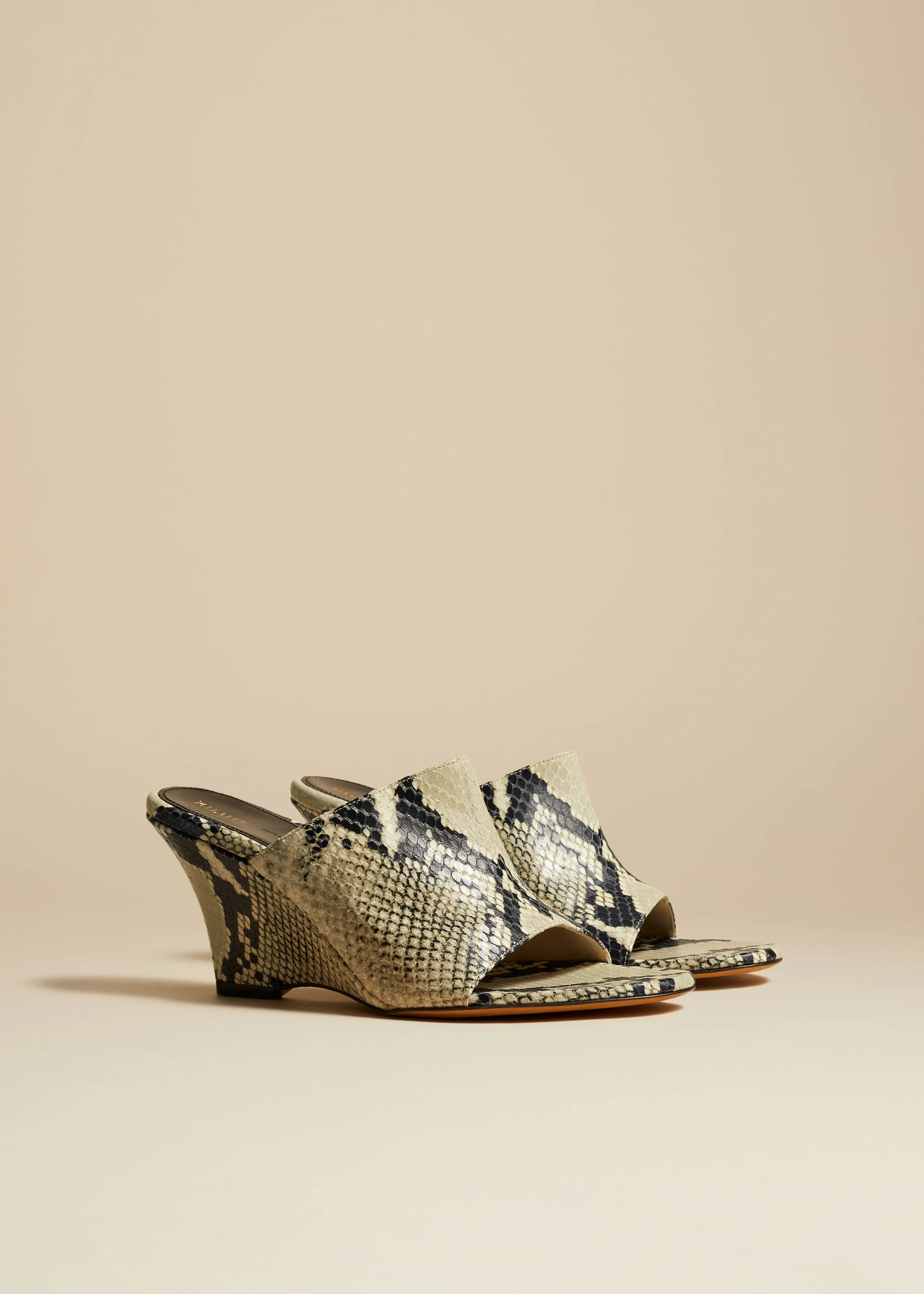 The Marion Wedge Sandal in Natural Python-Embossed Leather sold by KHAITE product image thumbnail 2