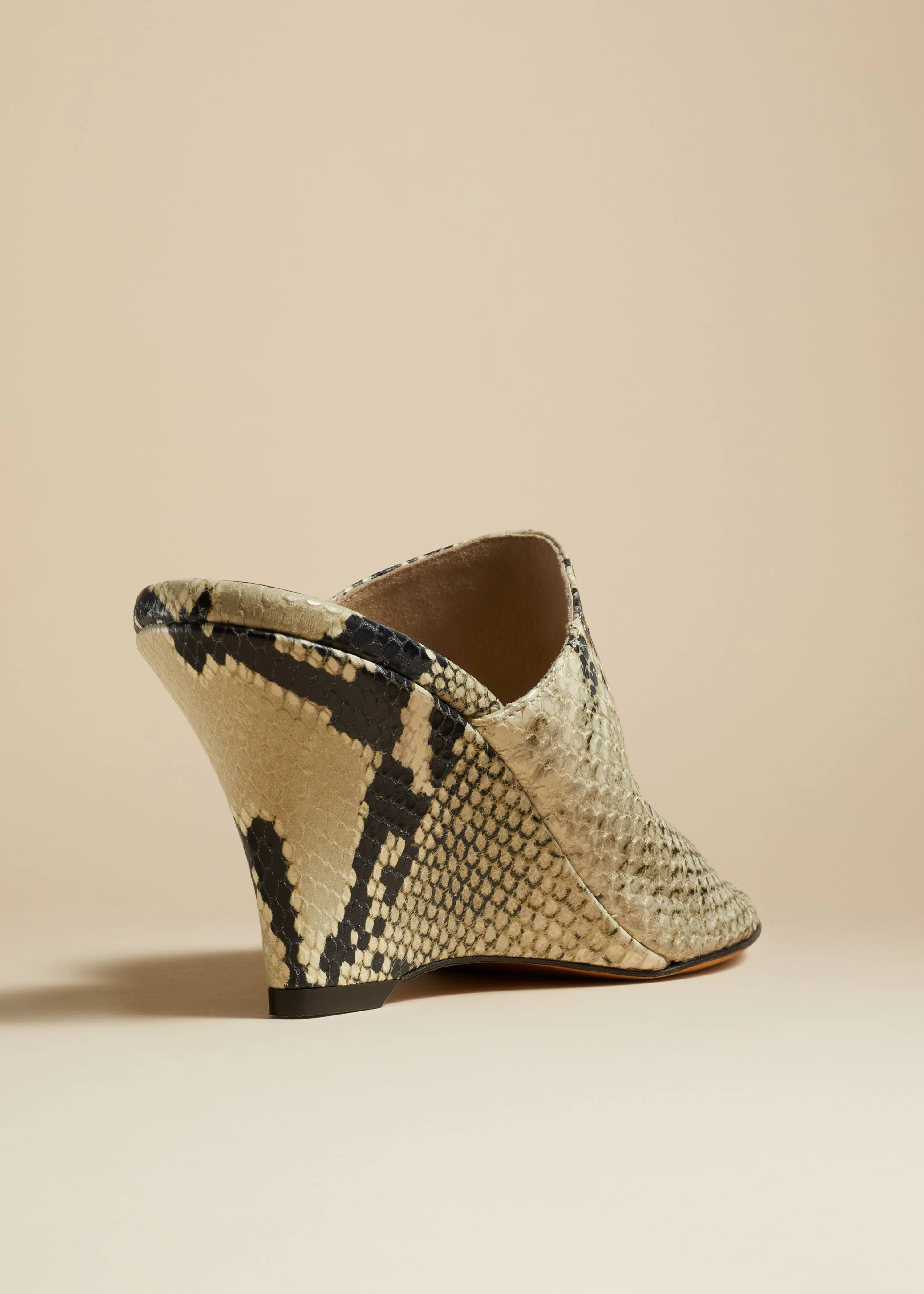 The Marion Wedge Sandal in Natural Python-Embossed Leather sold by KHAITE product image thumbnail 3