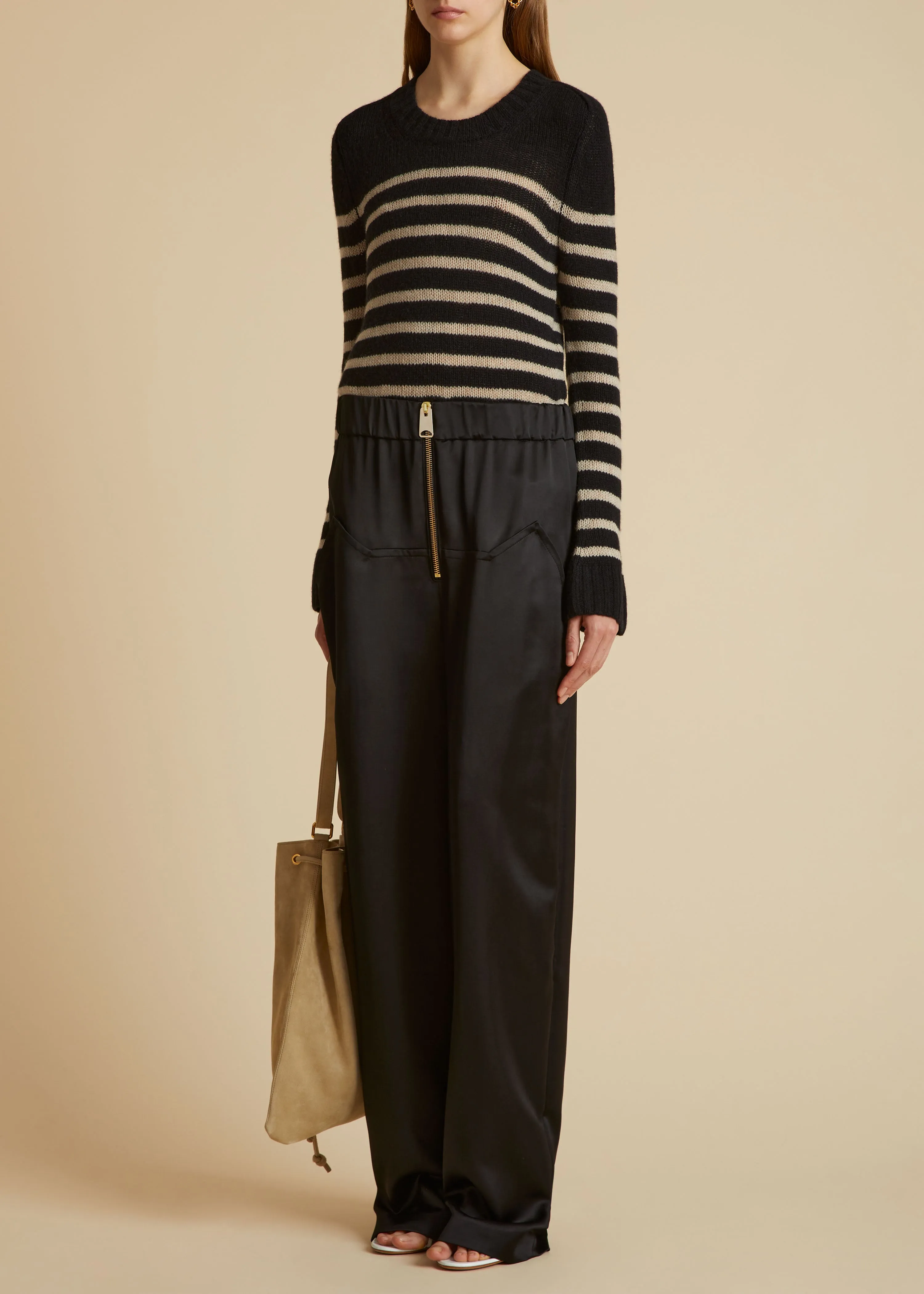 The Tilda Sweater in Black and Powder Stripe sold by KHAITE product image thumbnail 2