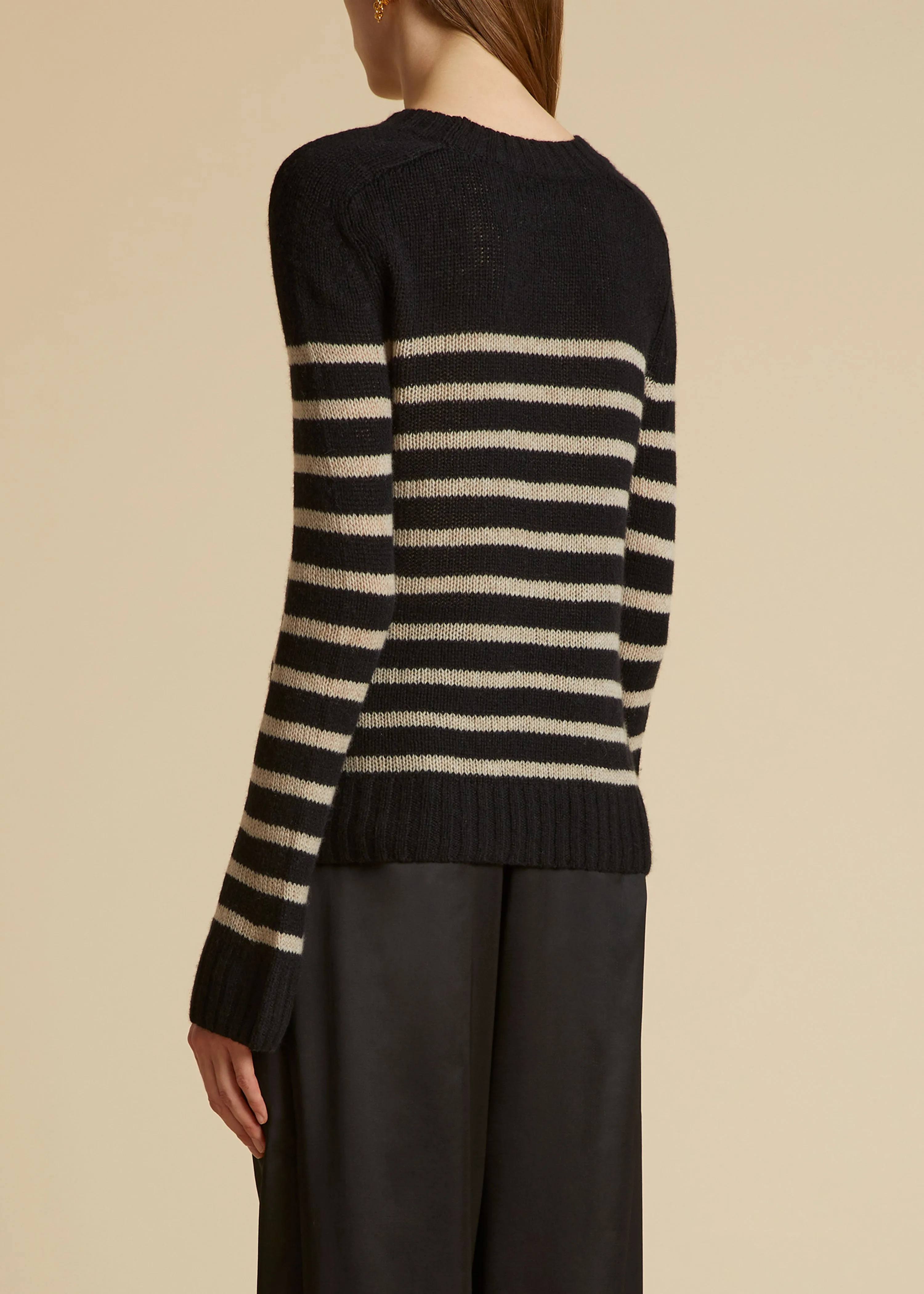 The Tilda Sweater in Black and Powder Stripe sold by KHAITE product image thumbnail 3