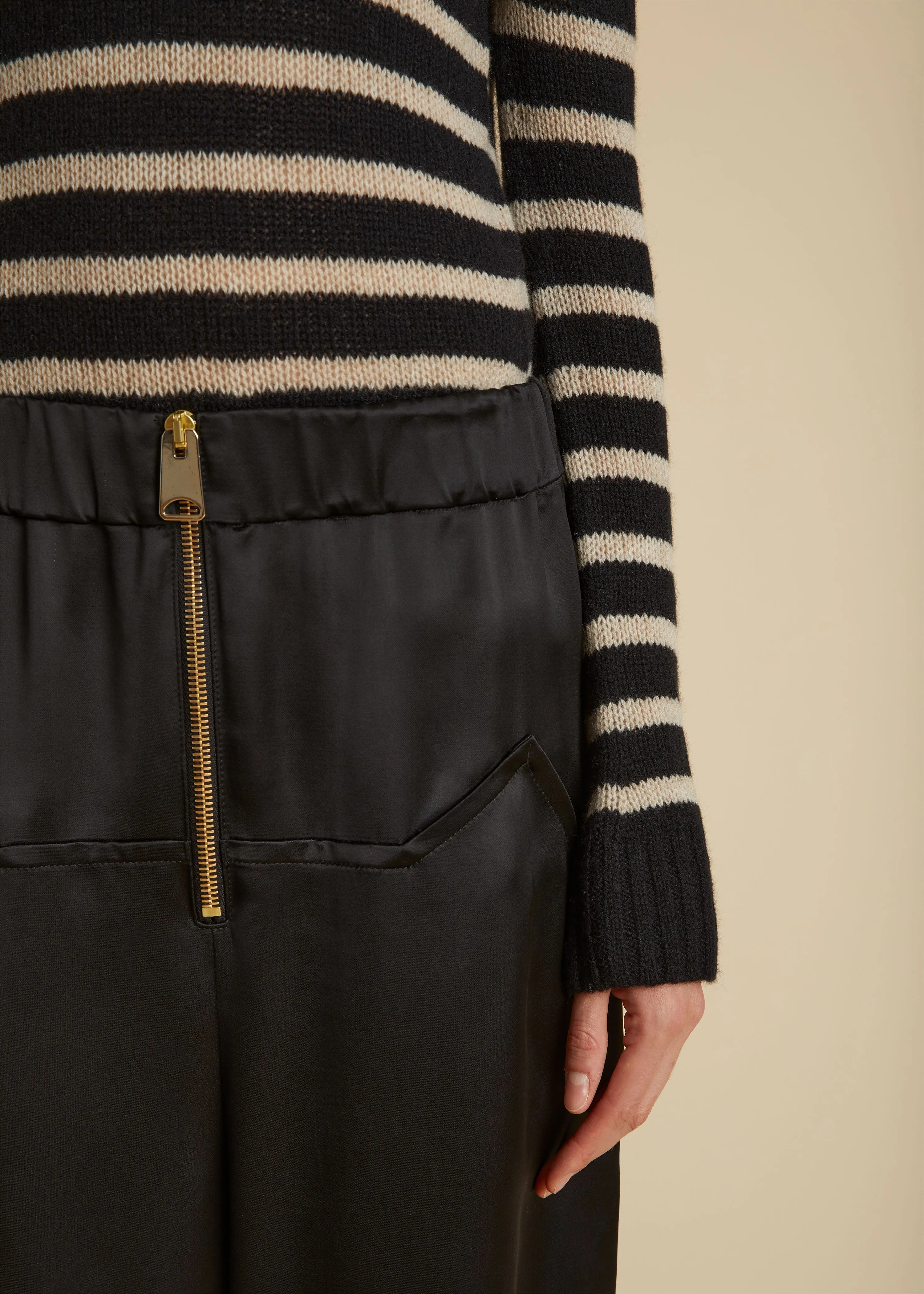 The Tilda Sweater in Black and Powder Stripe sold by KHAITE product image thumbnail 4