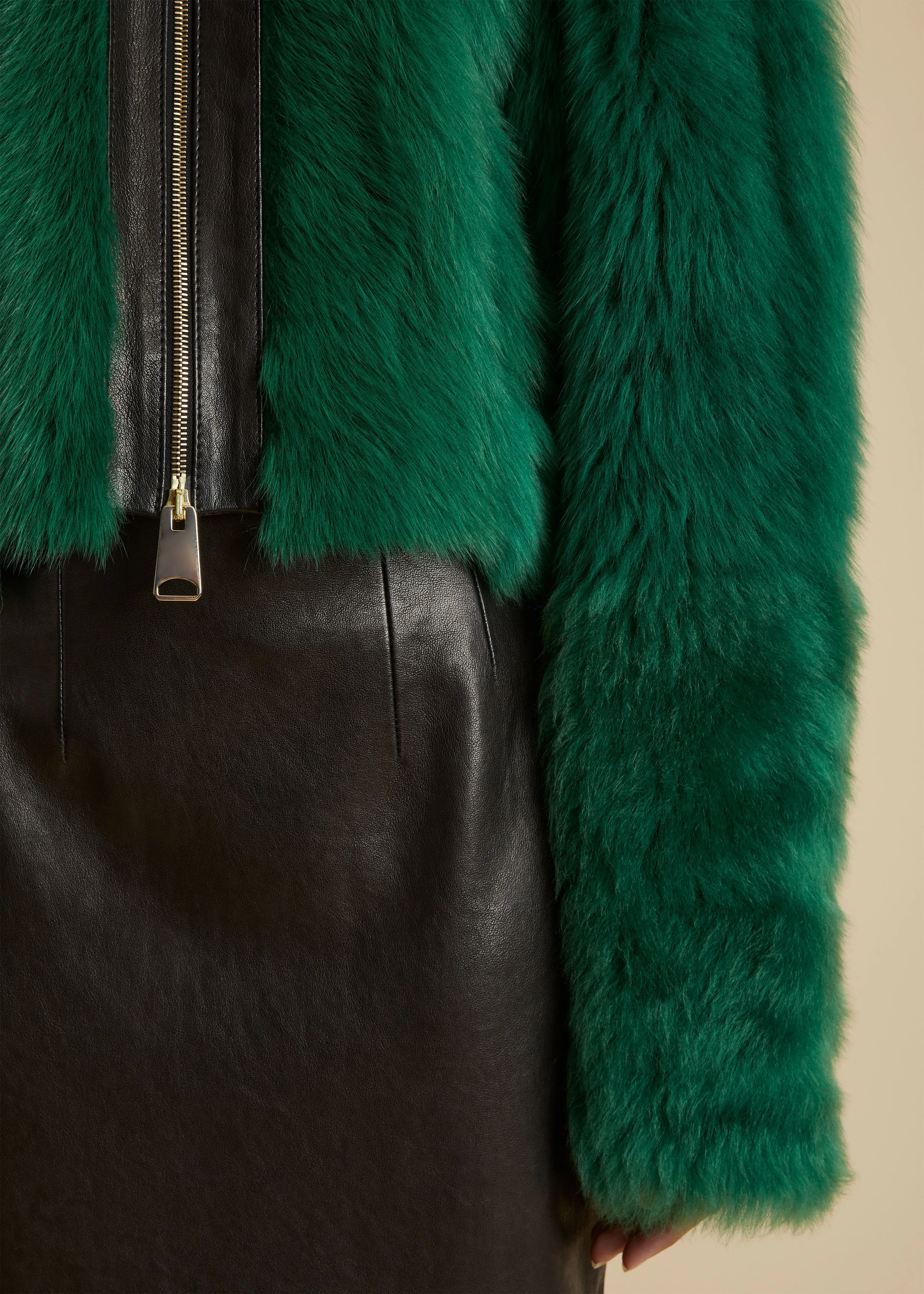 The Gracell Jacket in Forest Green Shearling sold by KHAITE product image thumbnail 4