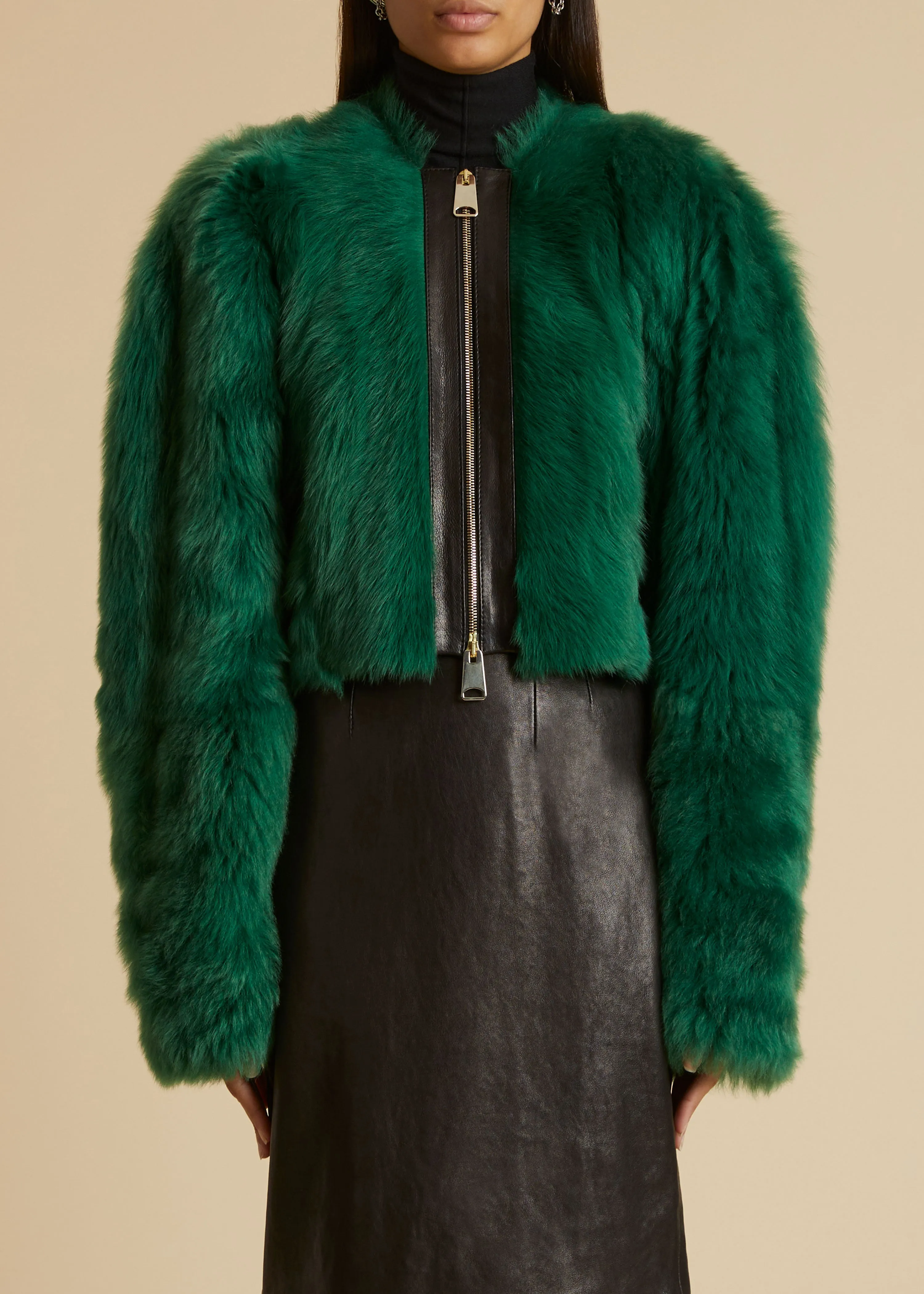 The Gracell Jacket in Forest Green Shearling sold by KHAITE product image thumbnail 2