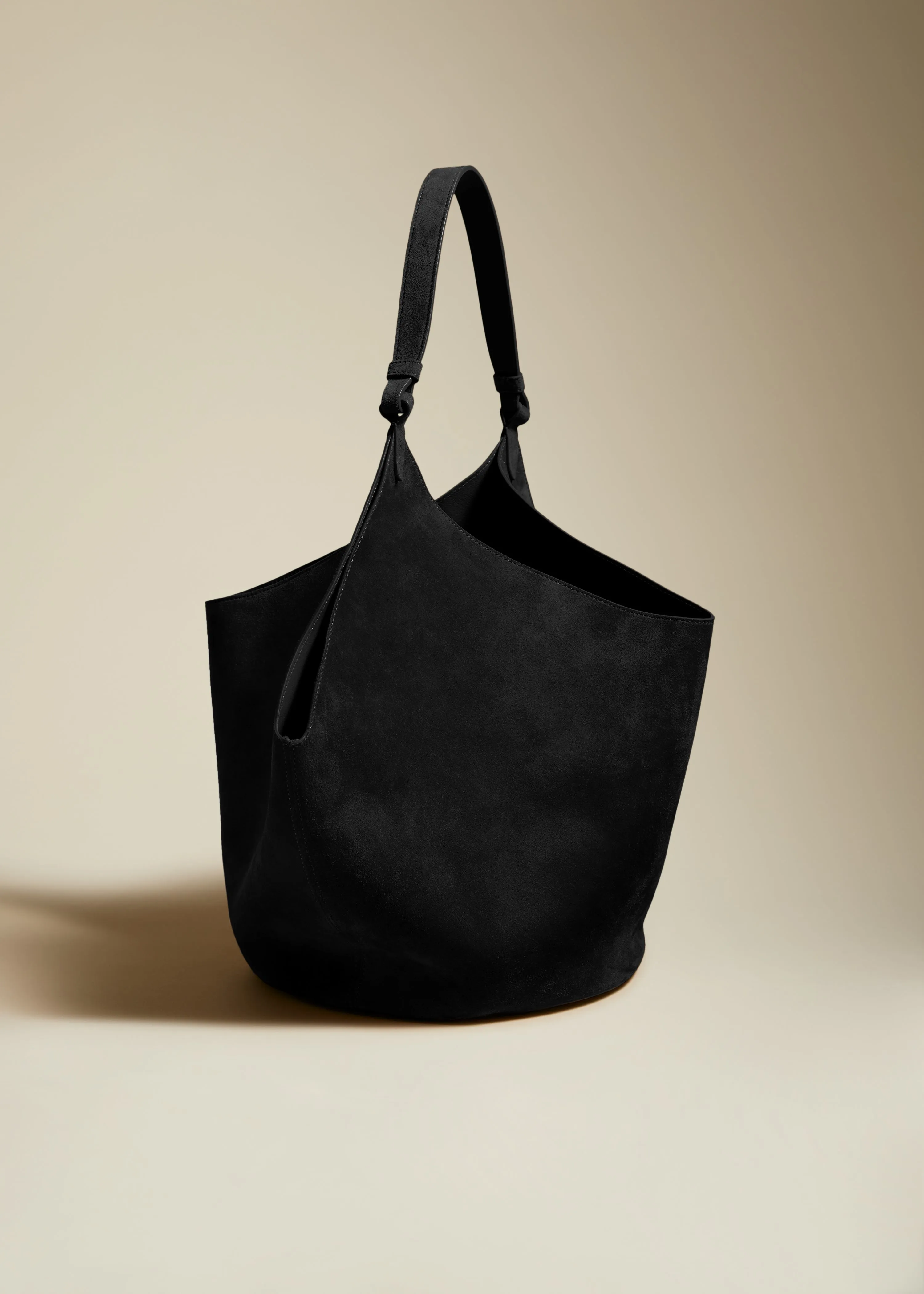 The Medium Lotus Tote in Black Suede sold by KHAITE product image thumbnail 2