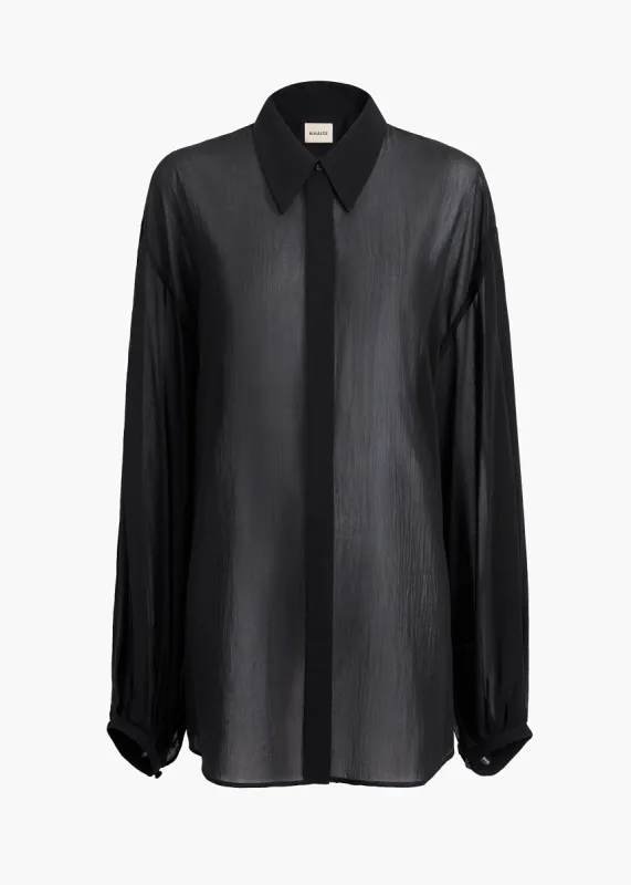 Bam Top in Black Cotton Silk sold by KHAITE