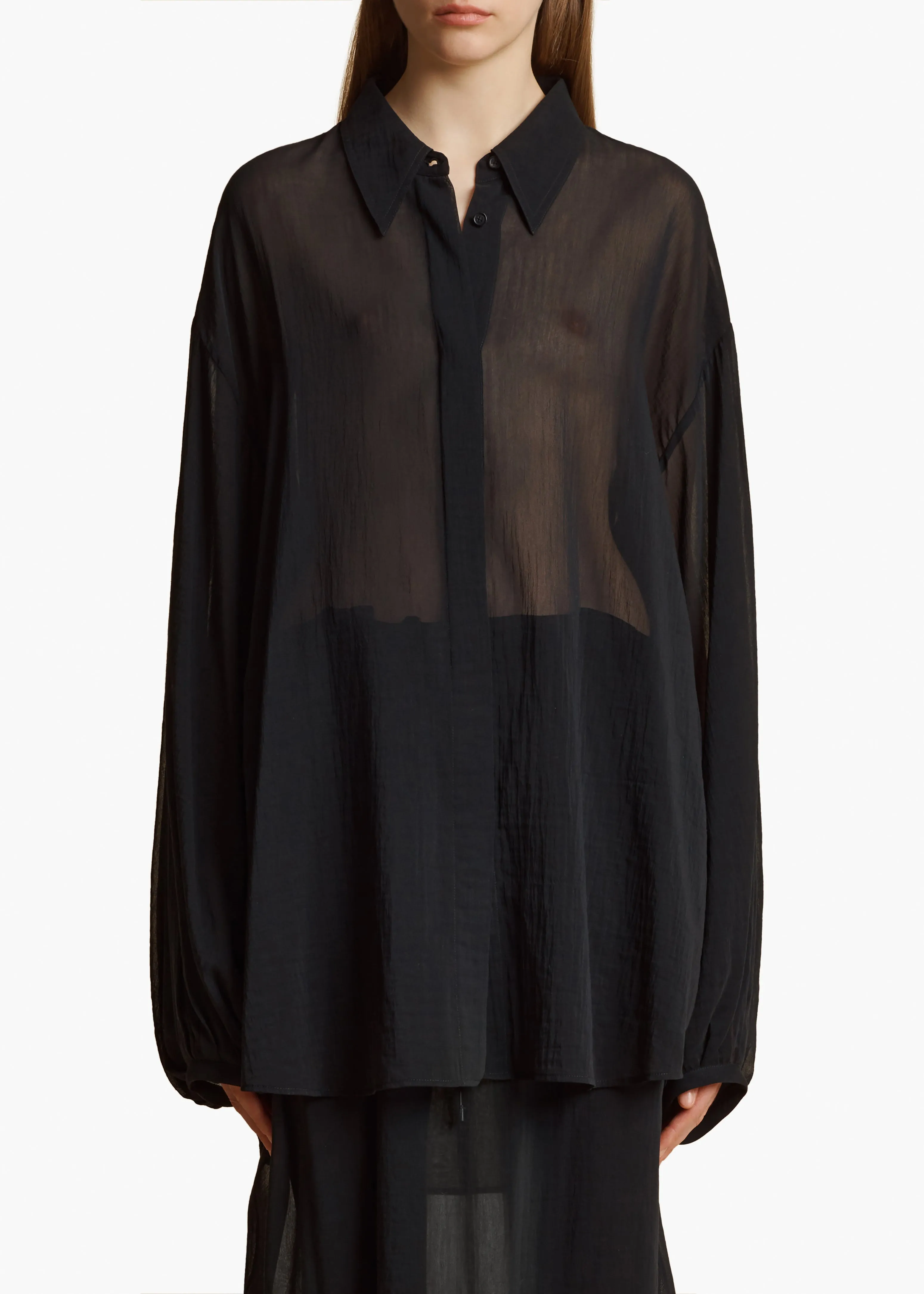 Bam Top in Black Cotton Silk sold by KHAITE product image thumbnail 3