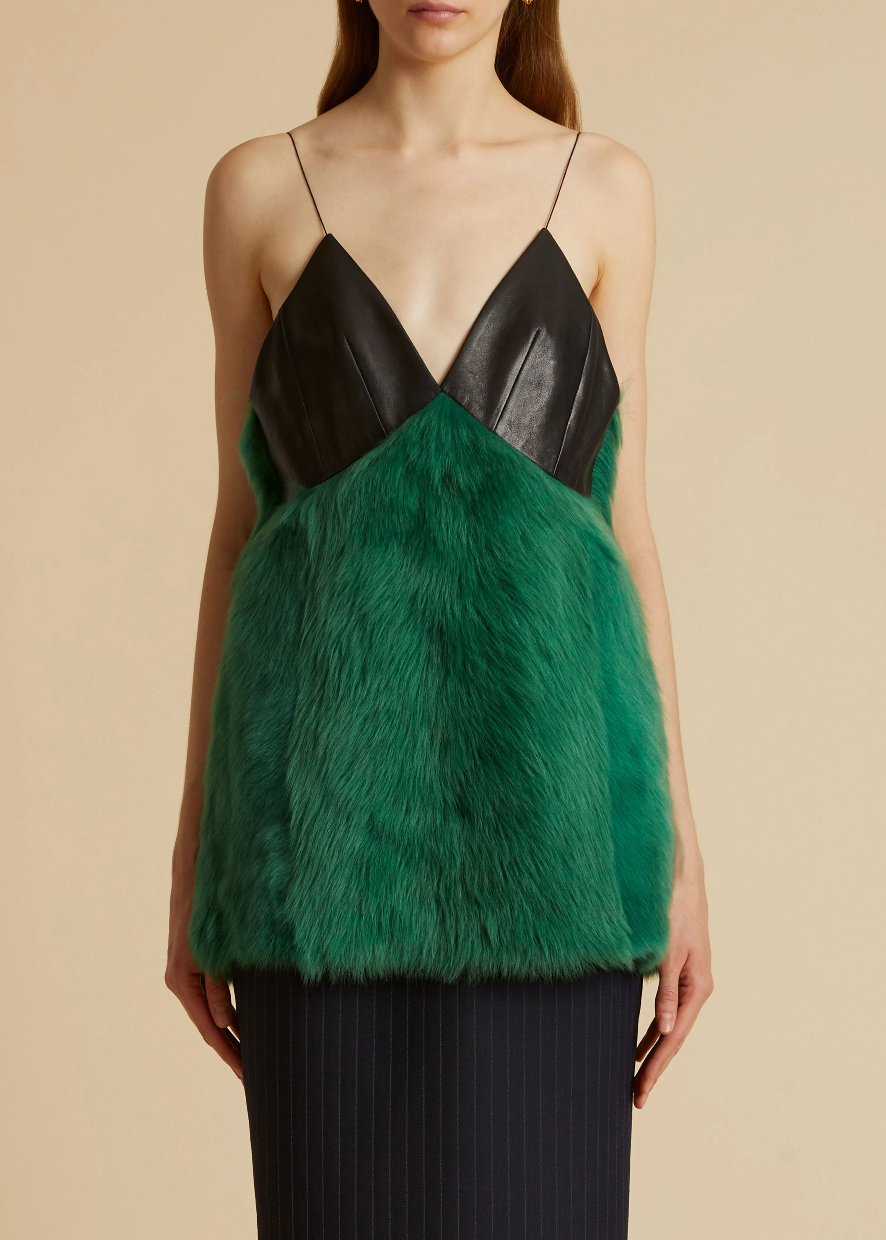 The Zoa Top in Forest Green Shearling sold by KHAITE product image thumbnail 2
