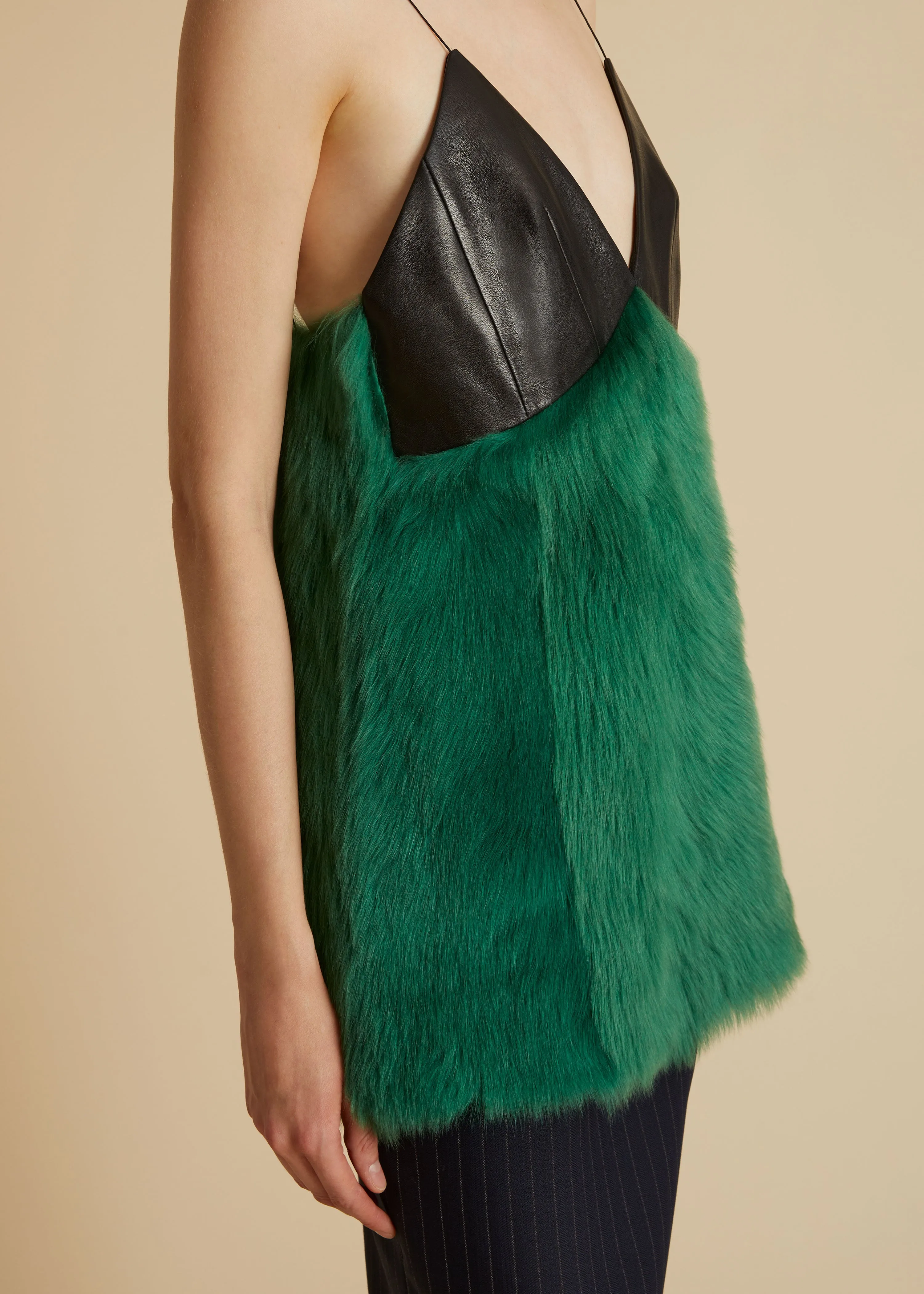 The Zoa Top in Forest Green Shearling sold by KHAITE product image thumbnail 5