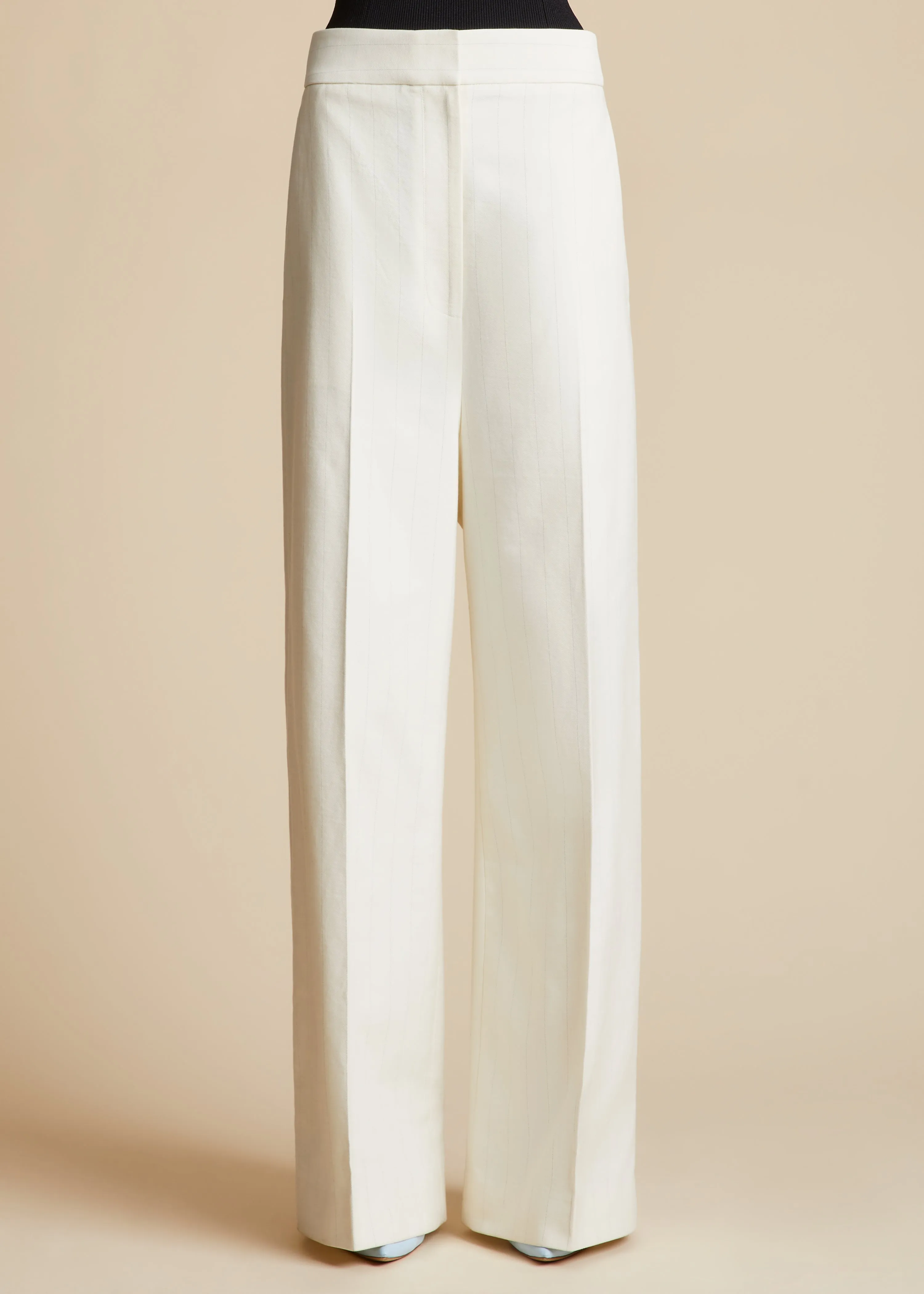 The Banton Pant in Cream with Black Stripes sold by KHAITE product image thumbnail 2