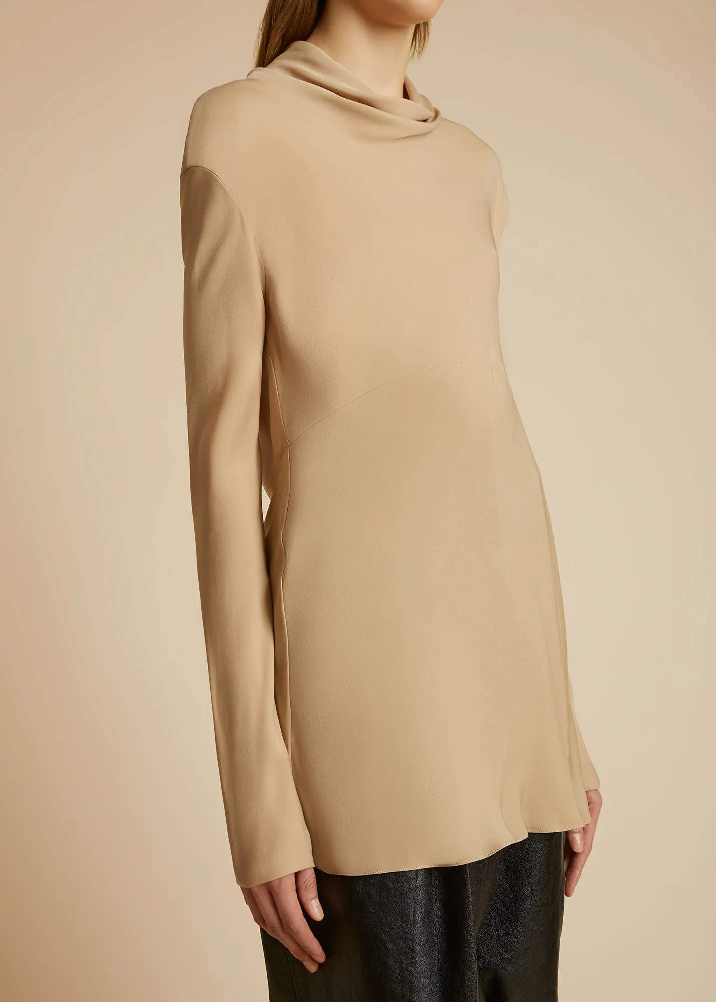 The Vray Top in Beige sold by KHAITE product image thumbnail 4