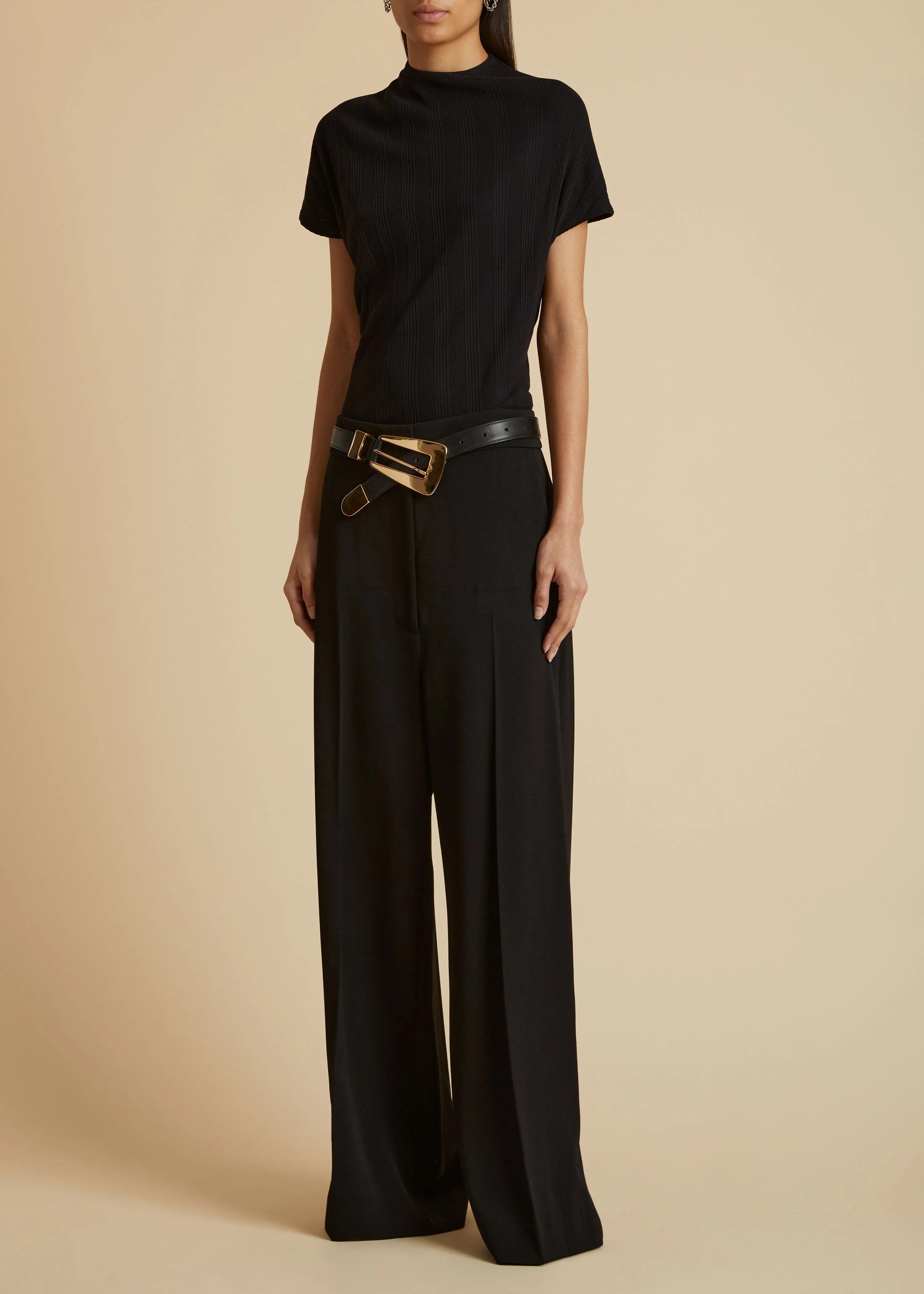 The Banton Pant in Black Wool sold by KHAITE