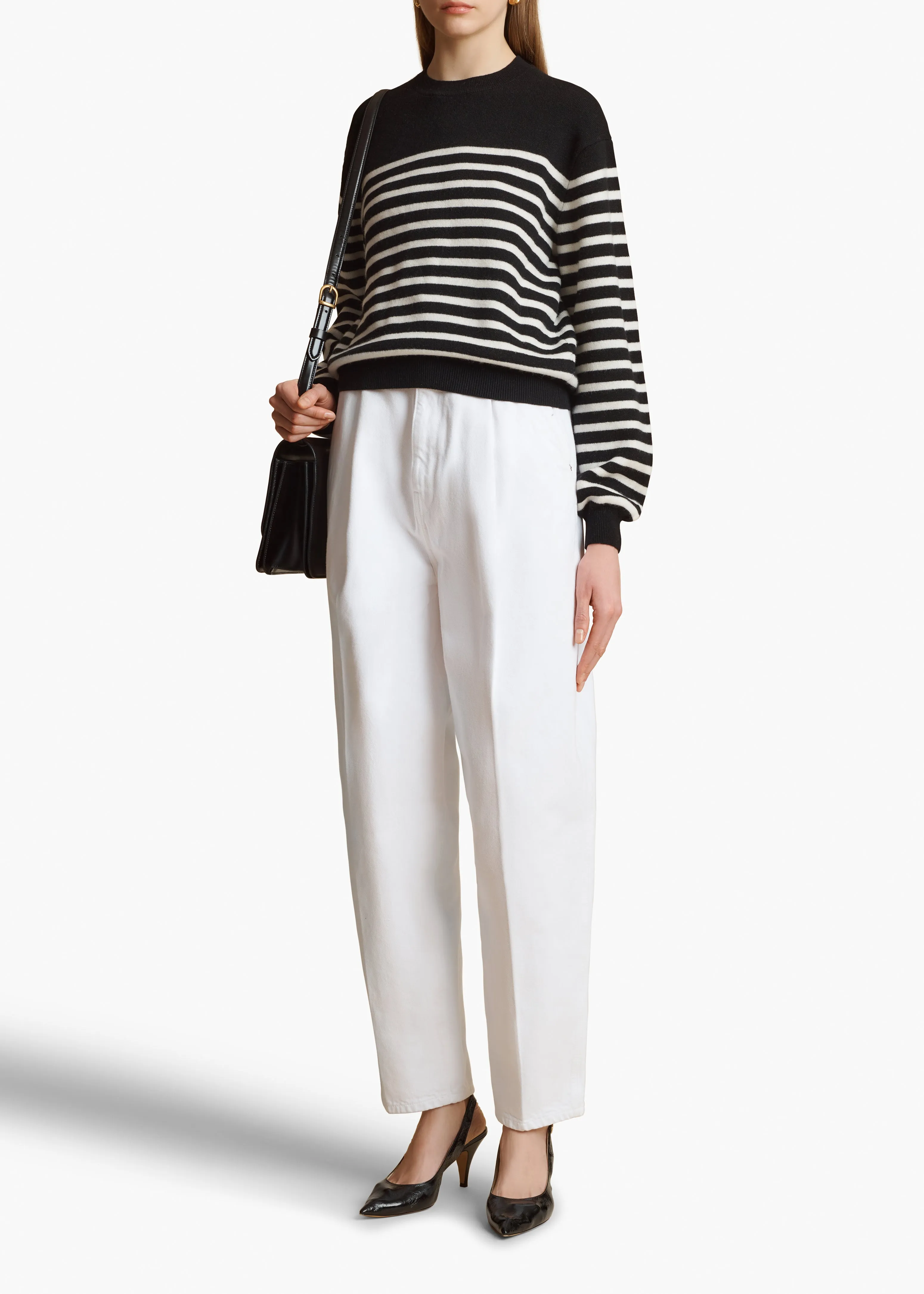 Viola Sweater in Black and Ivory Stripe sold by KHAITE product image thumbnail 2