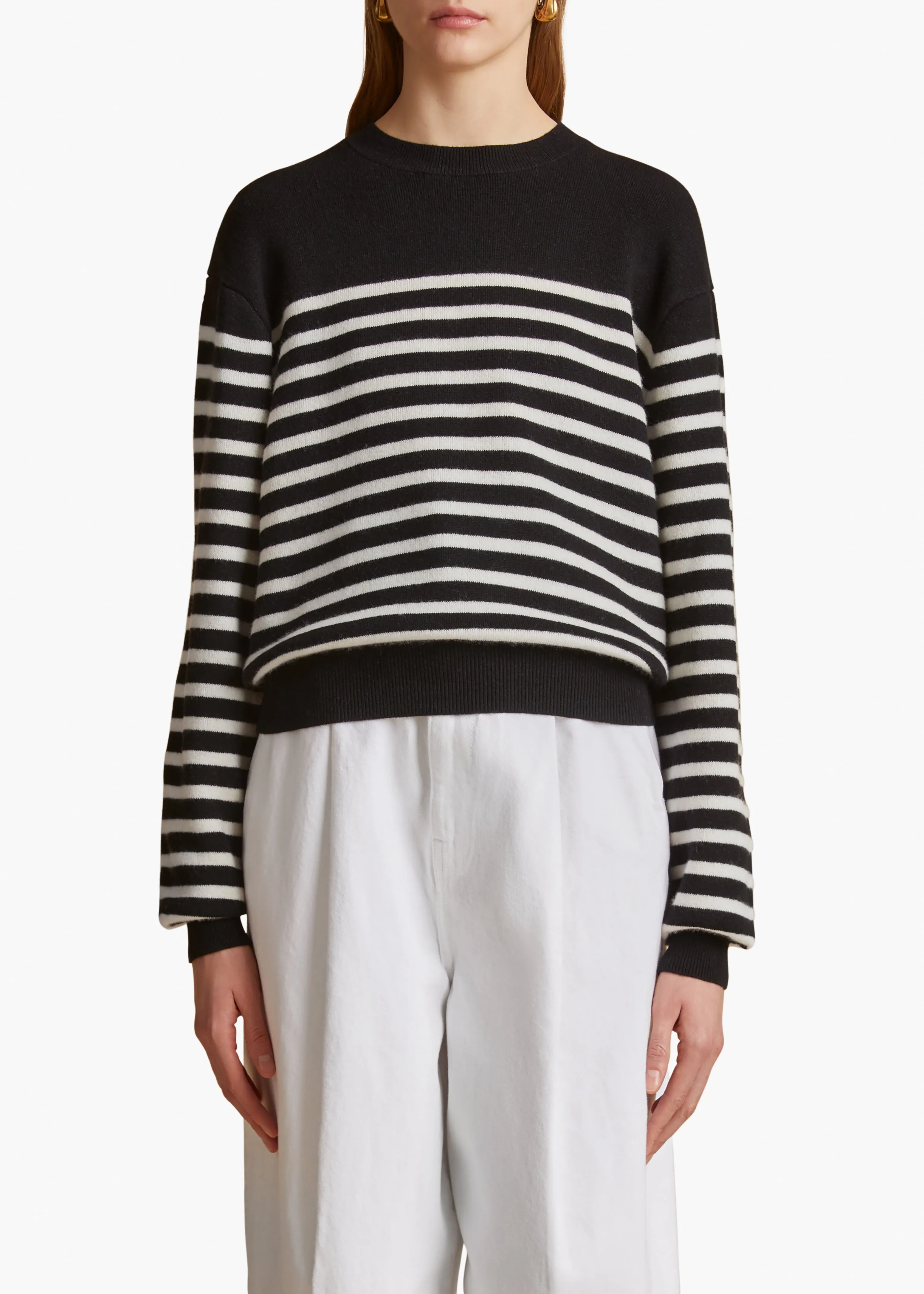 Viola Sweater in Black and Ivory Stripe sold by KHAITE product image thumbnail 3
