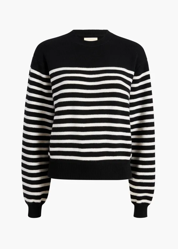 Viola Sweater in Black and Ivory Stripe sold by KHAITE