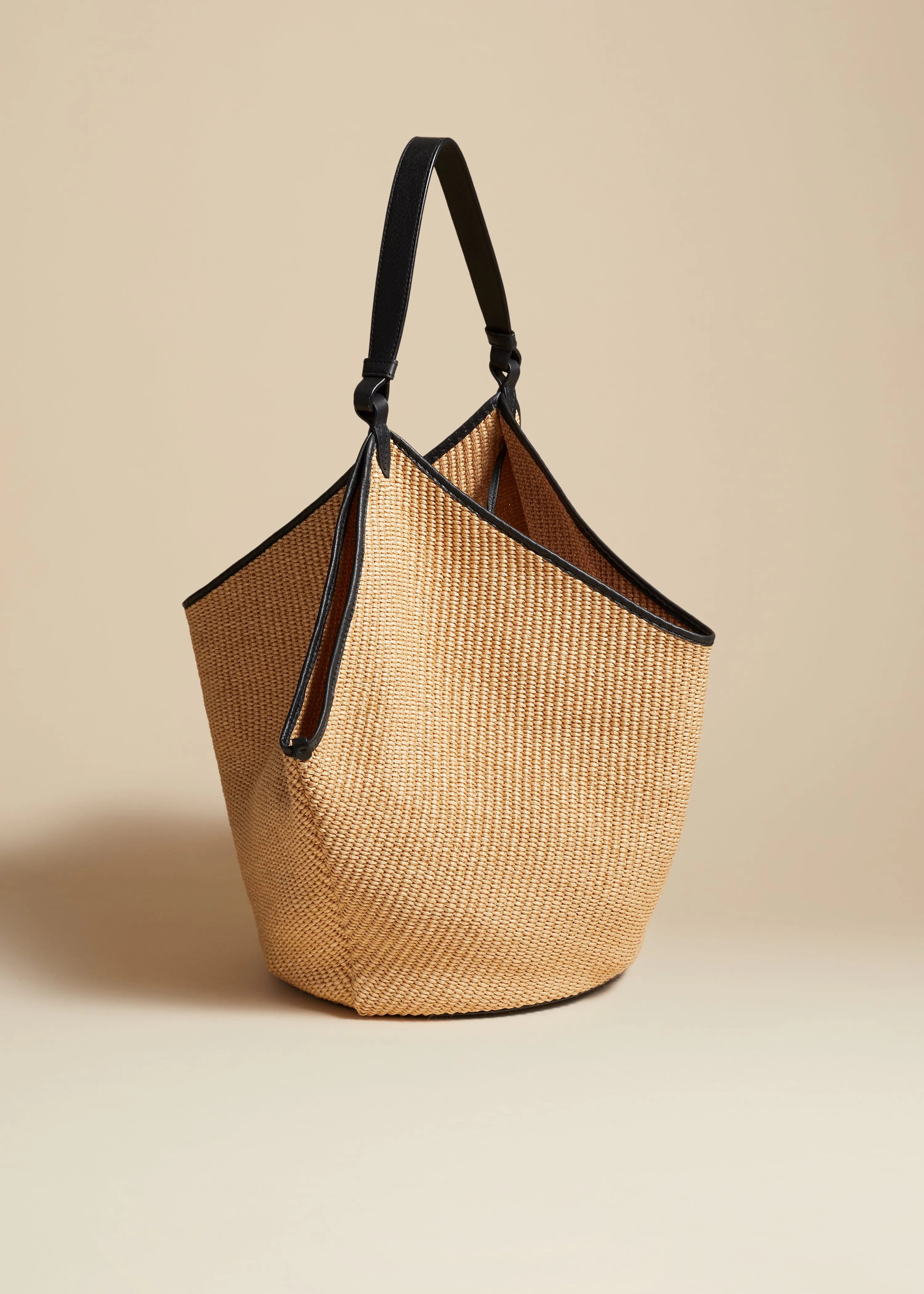 The Medium Lotus Tote in Natural Raffia and Black Leather sold by KHAITE product image thumbnail 2