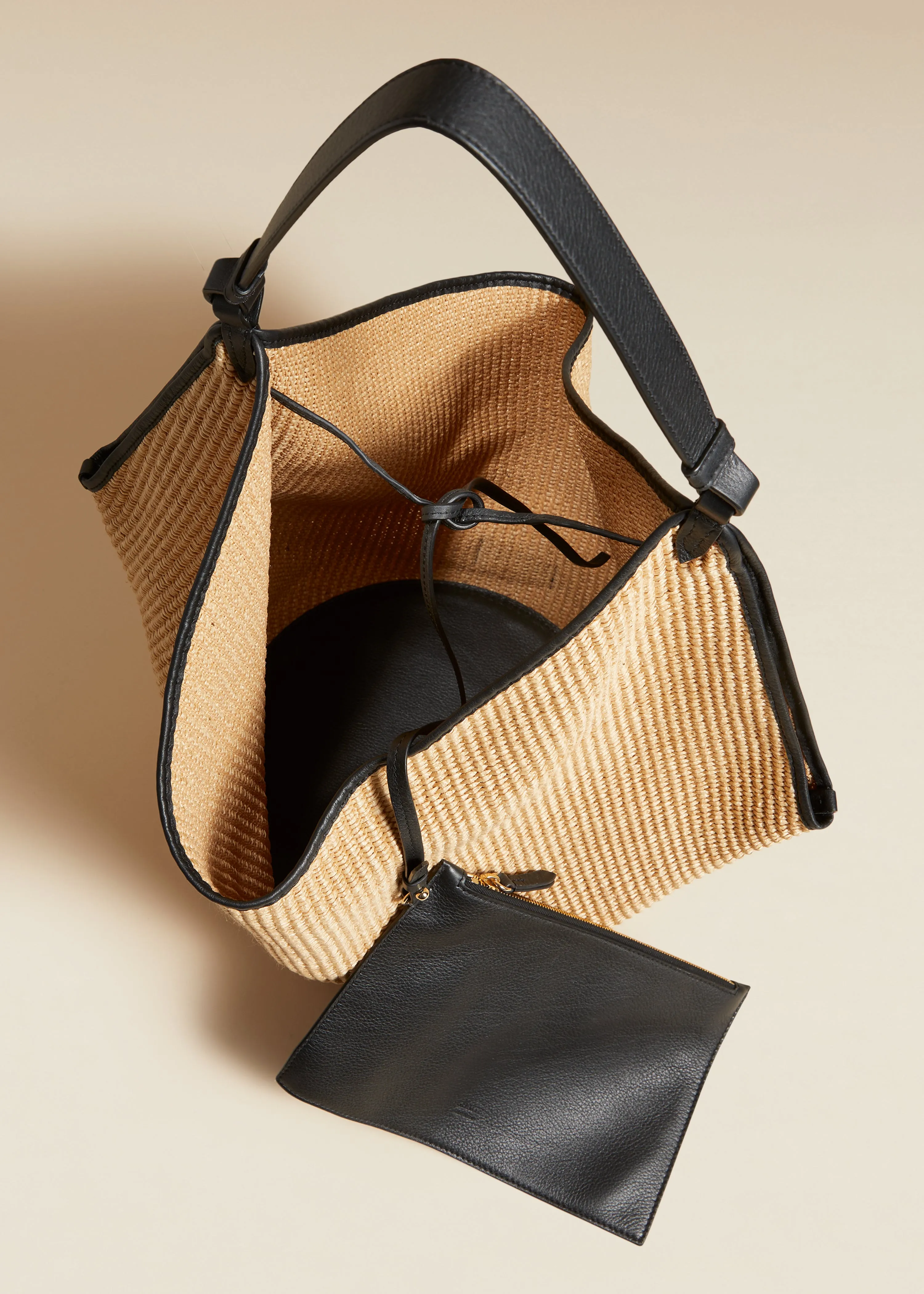 The Medium Lotus Tote in Natural Raffia and Black Leather sold by KHAITE product image thumbnail 4